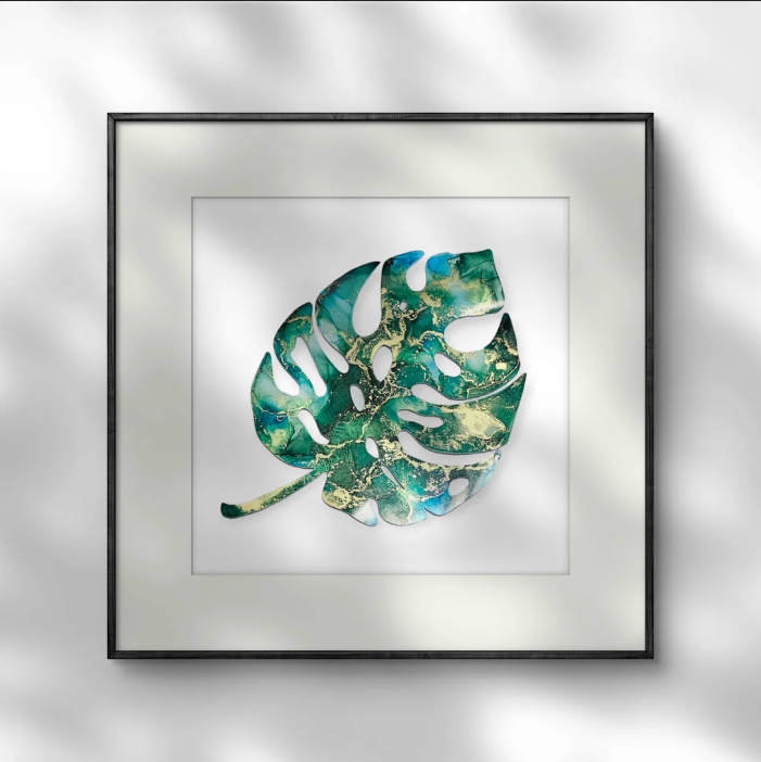 “Monstera Leaf” Original Alcohol Ink Art