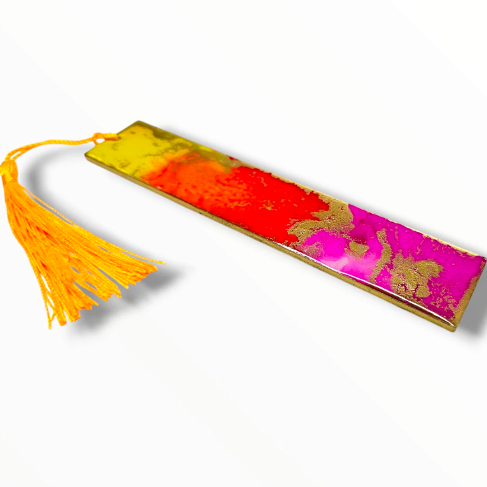 Large Hand-Painted Alcohol Ink & Resin Bookmarks - El Sol - detail.png