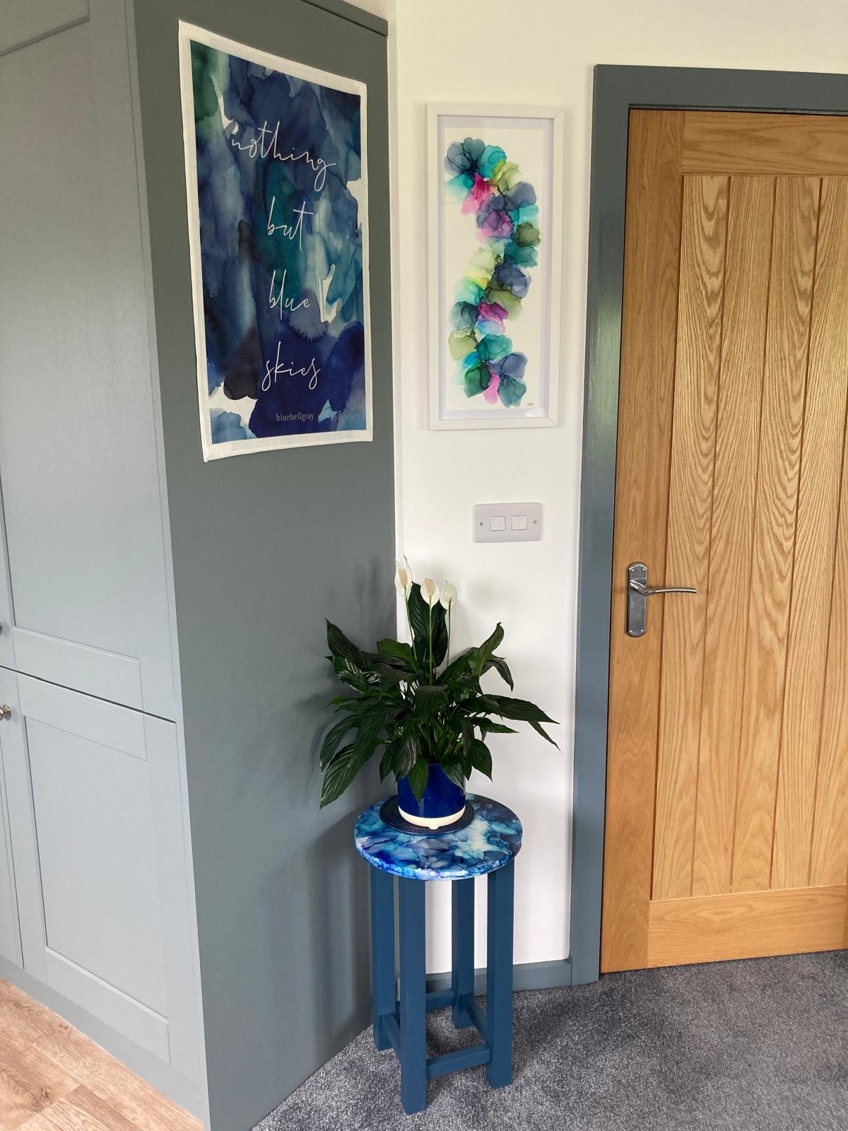 upcycled table and bespoke ink art.jpg