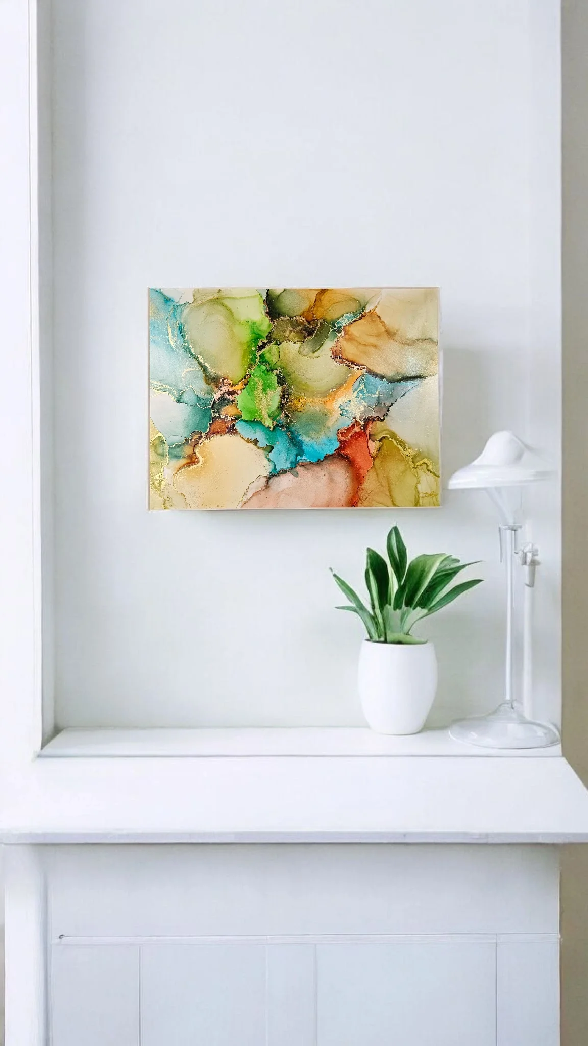 "Copper Patina" - Framed Original Alcohol Ink Art