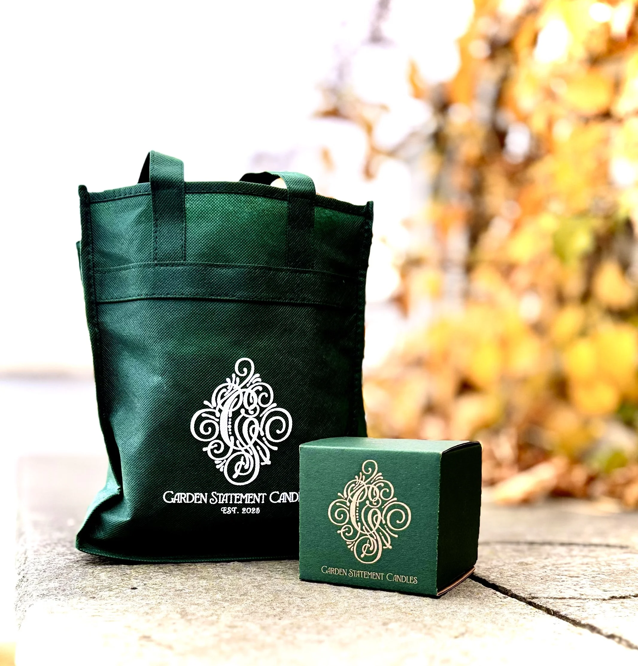 Wine bag with candle and leaves beautiful