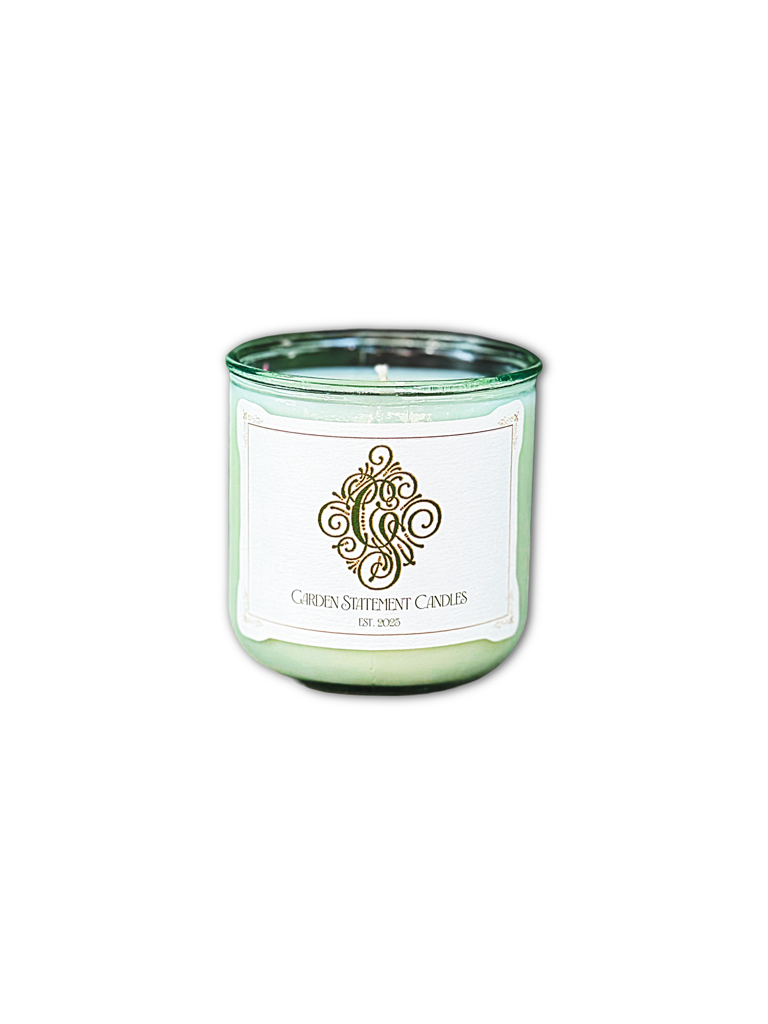 candle made of coconut-soy wax in recycled glass