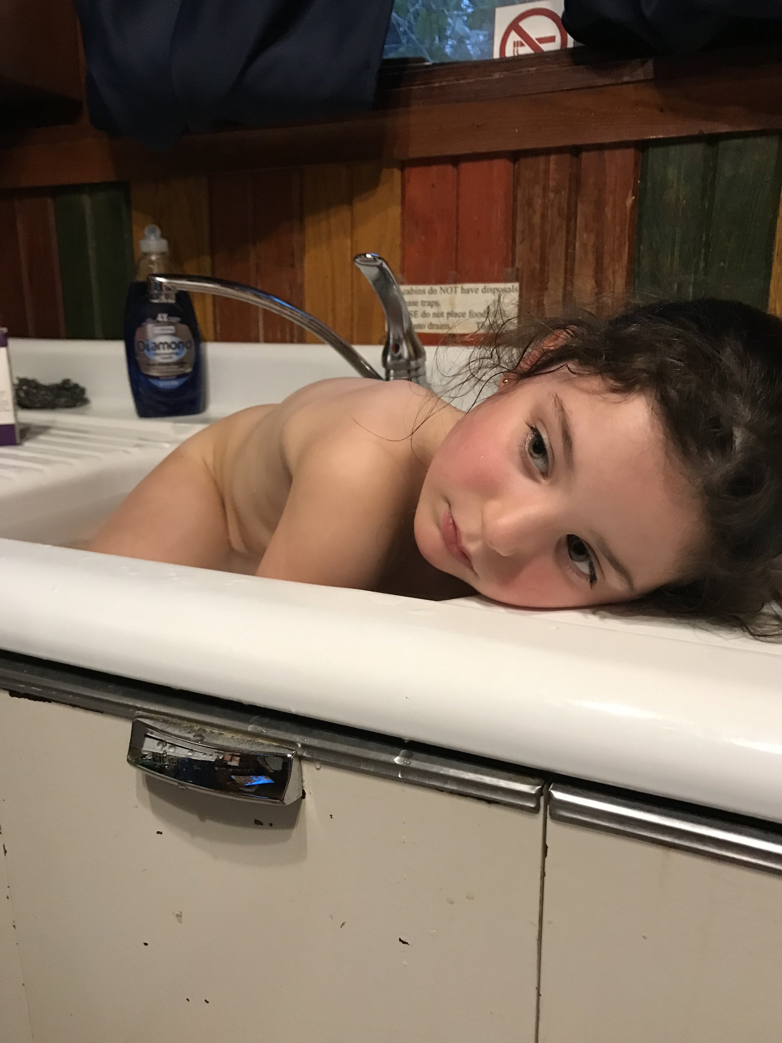 When your little girl wants to take a bath and the sink is her only option.
