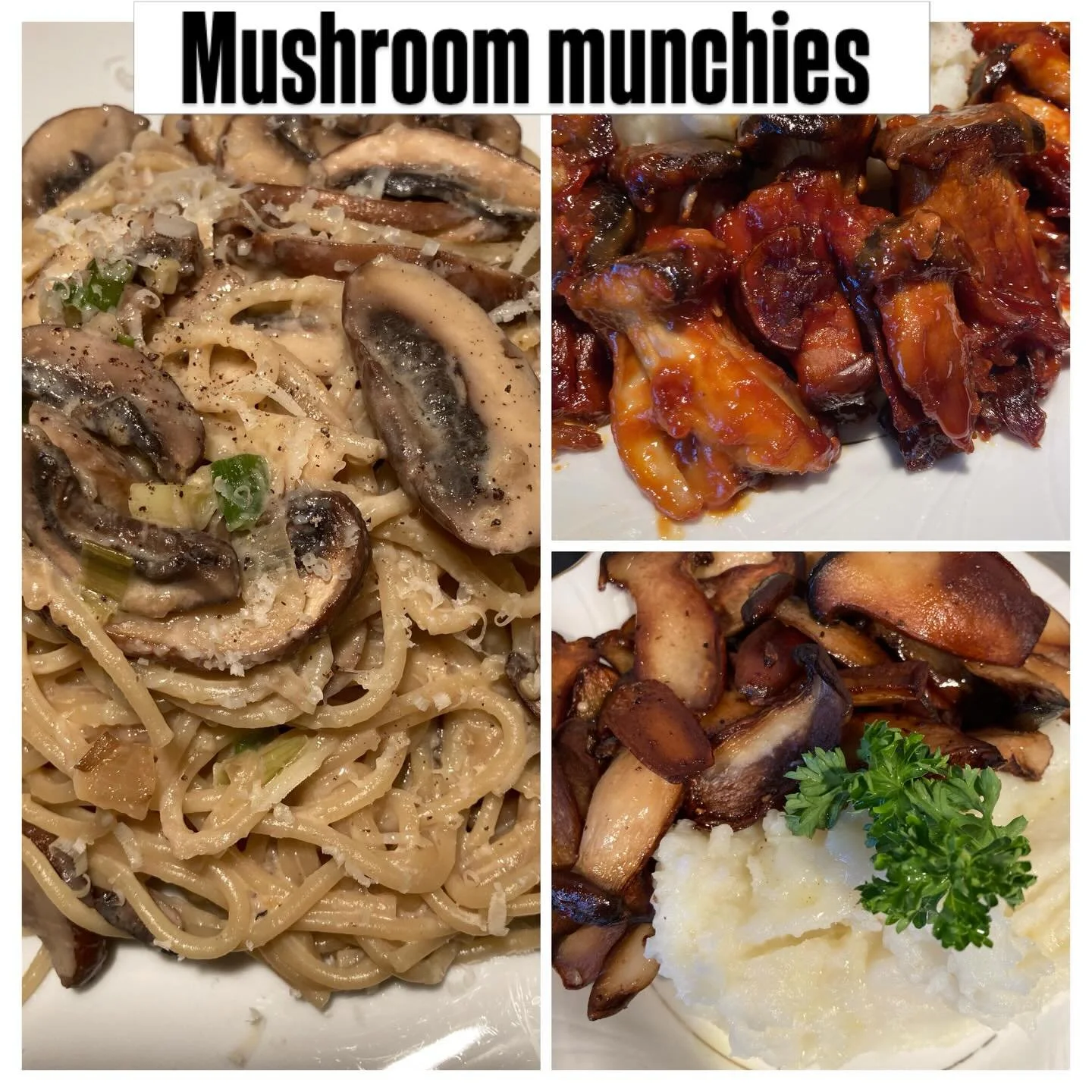 Miso mushroom pasta, steak flavoured mushroom