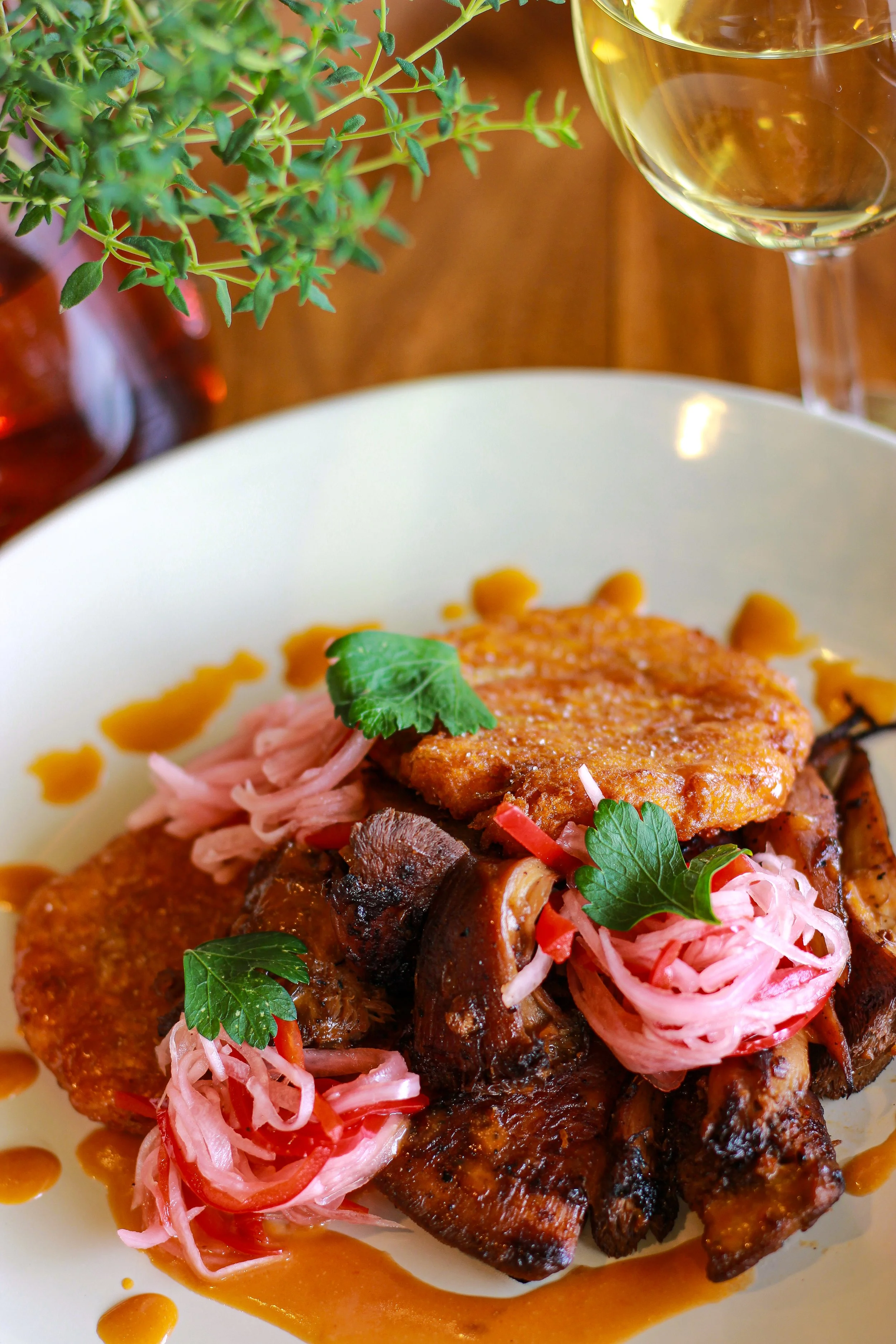 lions mane with crispy sweet potato hash dinner entree.jpg