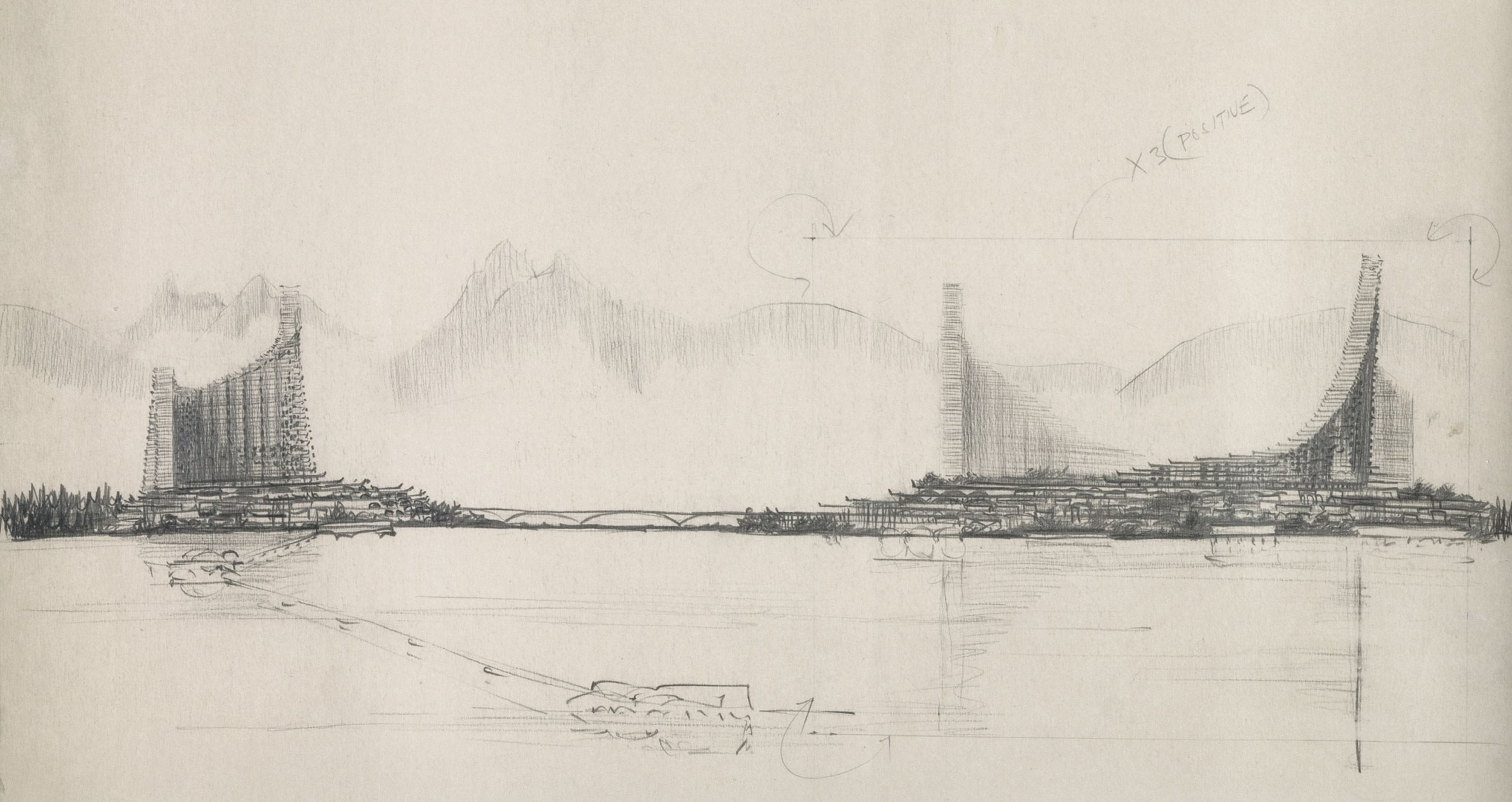 Project 56 Housing Complex conceptual rendering, Vancouver’s West End and False Creek, 1956