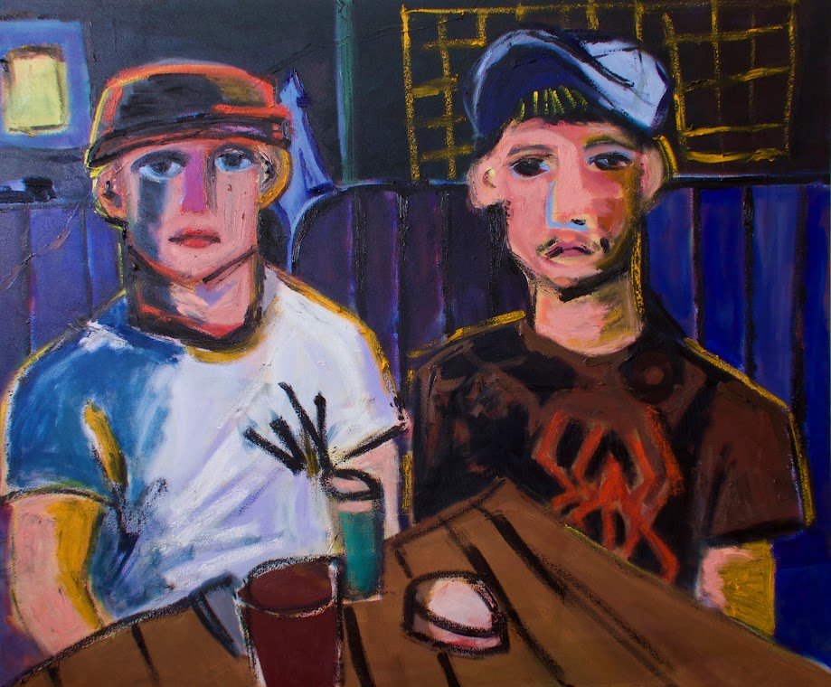 Smoking Area, 2023. Oil on canvas. 120 x 90 cm