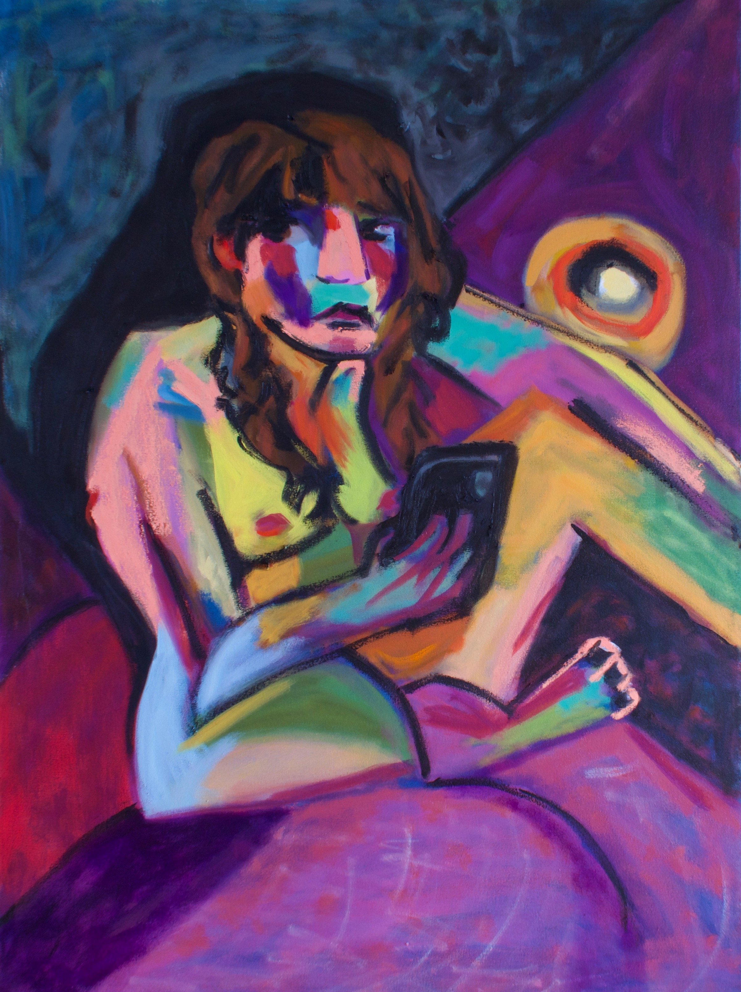 Doomscrolling, 2023. Oil on canvas. 59.4 x 83.1 cm