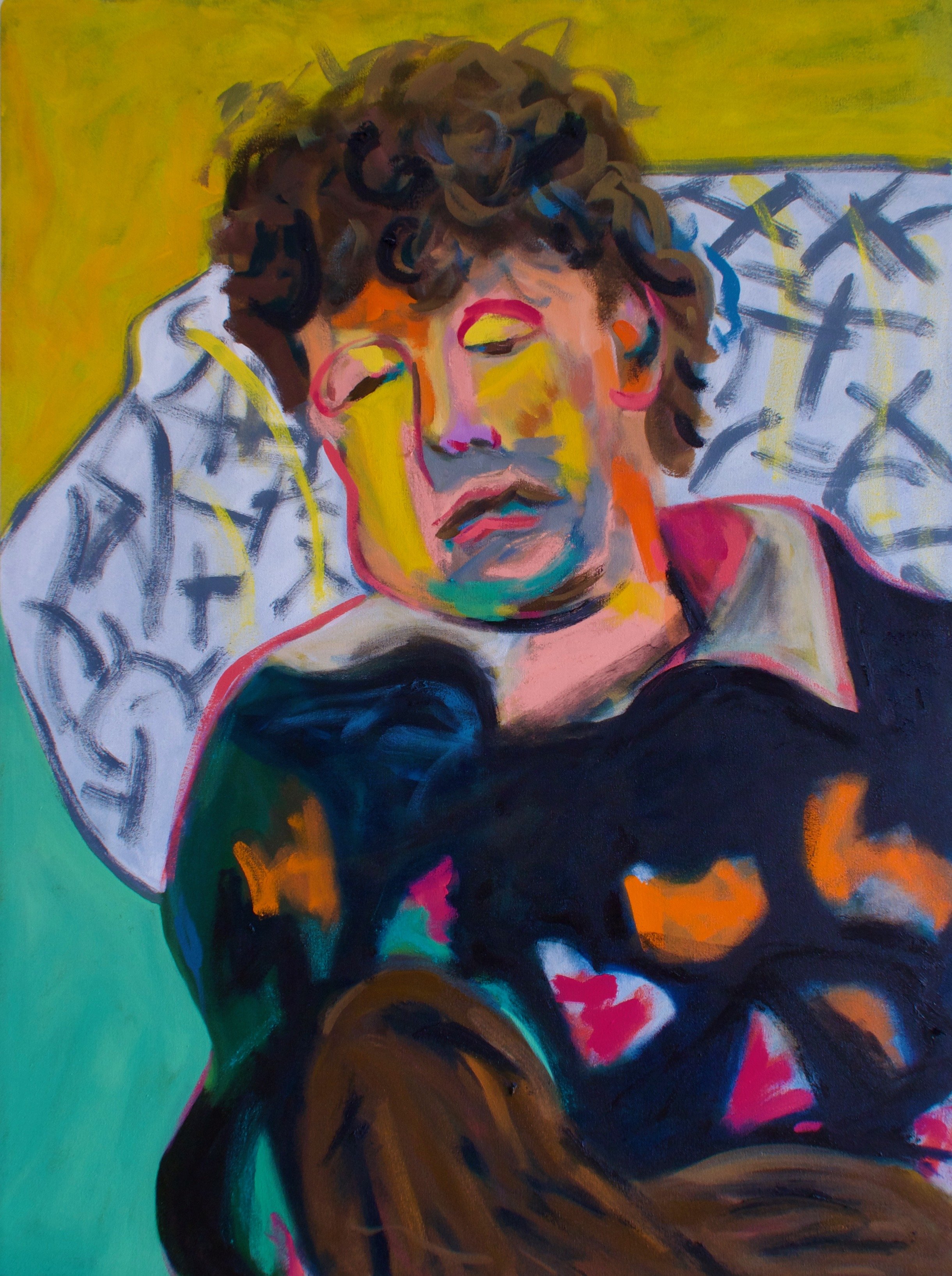 Stay-at-home dad, 2023. Oil on canvas. 59.4 x 83.1 cm