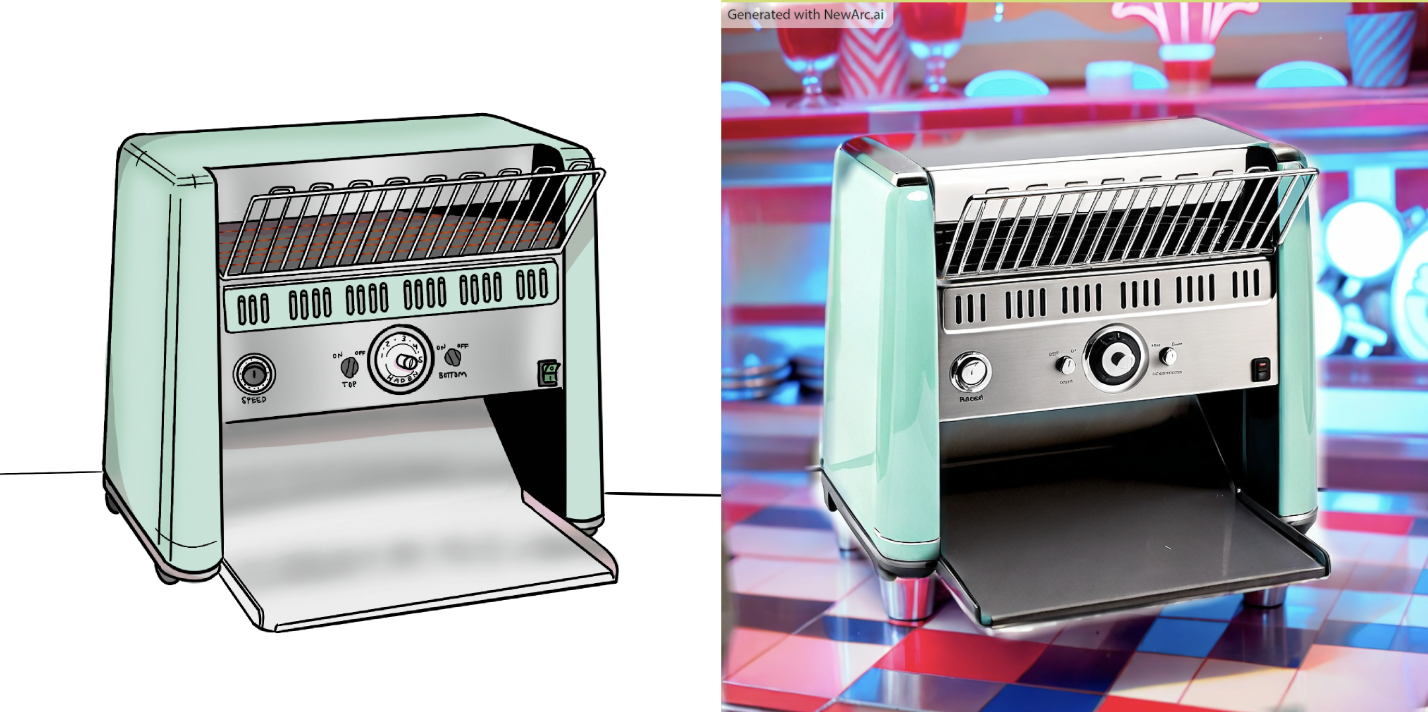 Conveyer Belt Toaster & Test AI Render / 2025