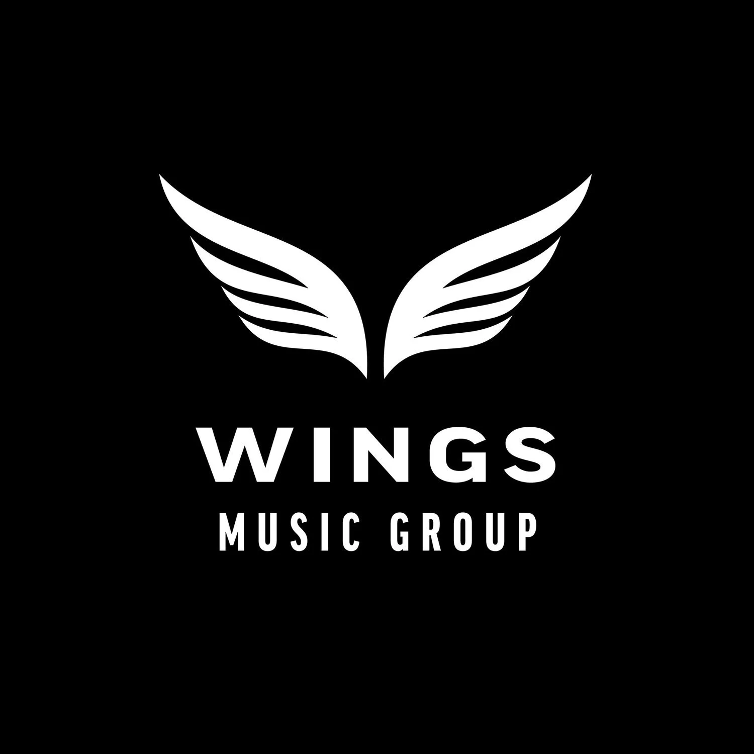 Logo of Wings Music Group with stylized white wings on a black background.