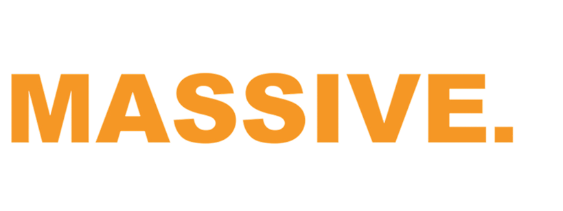 Orange text "MASSIVE." on black background