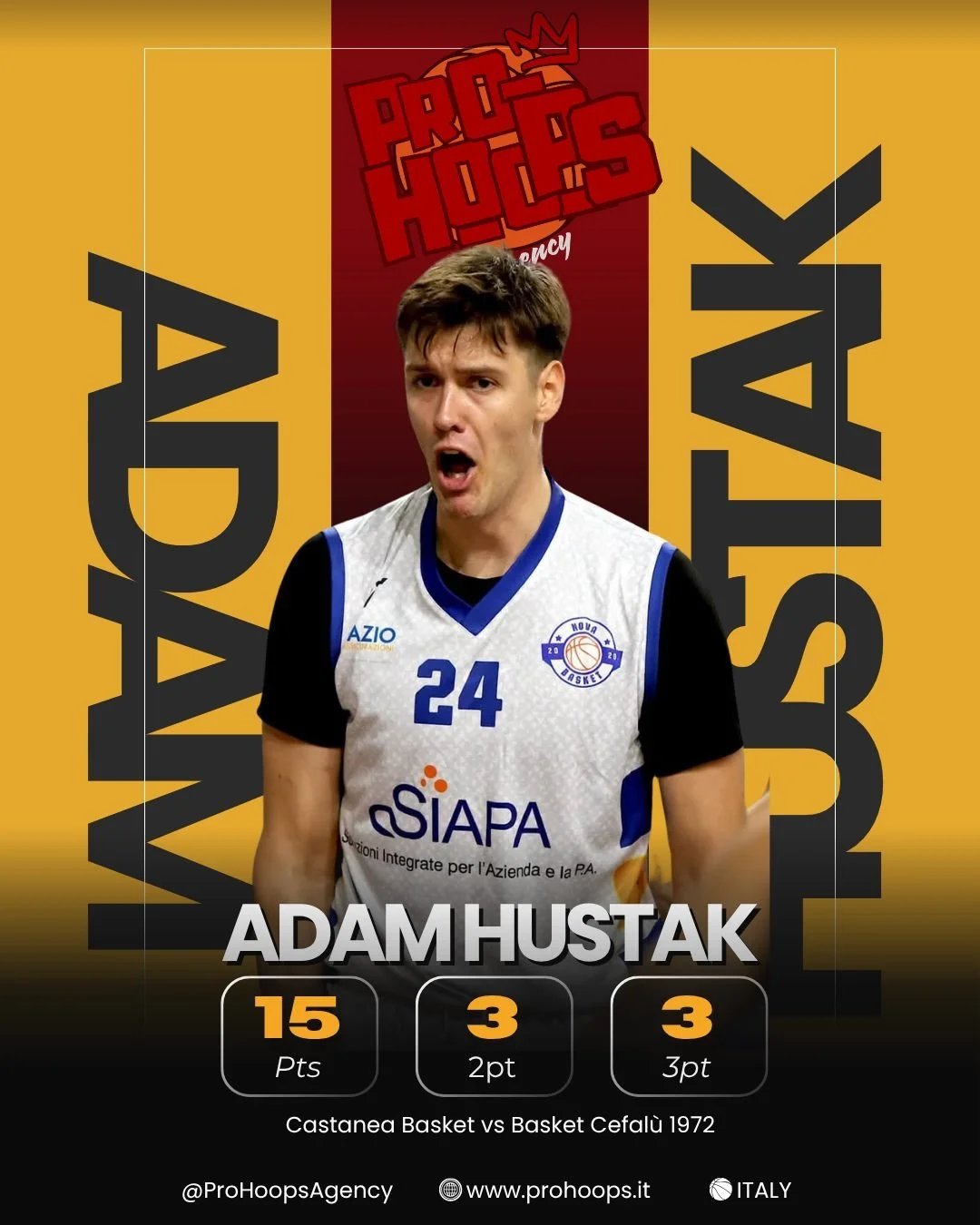 🏀 Ottima prestazione per Adam Hustak in @asd_novabasket vs @alfa_basket_catania.

Il gigante Adam si &egrave; fatto valere: si riparte da qui! 
🔥 Forza Adam!

--------------------

🇬🇧 Great performance by Adam Hustak in Nova Basket vs Alfa Catani