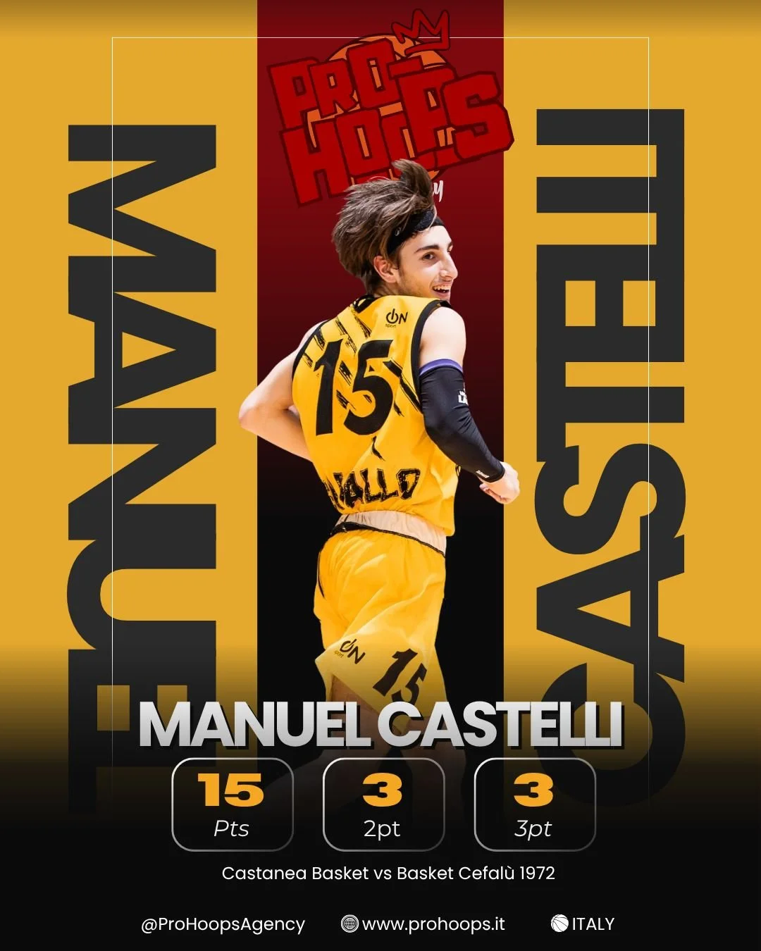 🏀 𝐌𝐨𝐥𝐭𝐨 𝐛𝐞𝐧𝐞 𝐌𝐚𝐧𝐮𝐞𝐥 𝐂𝐚𝐬𝐭𝐞𝐥𝐥𝐢! 

Nel match @castaneabasket2010 vs @sicilybycar_basketcefalu1972  Manuel si &egrave; fatto valere con una prestazione davvero convincente. 

🔥 Bravissimo Manu, forza cos&igrave;!

 #ProHoopsAgenc