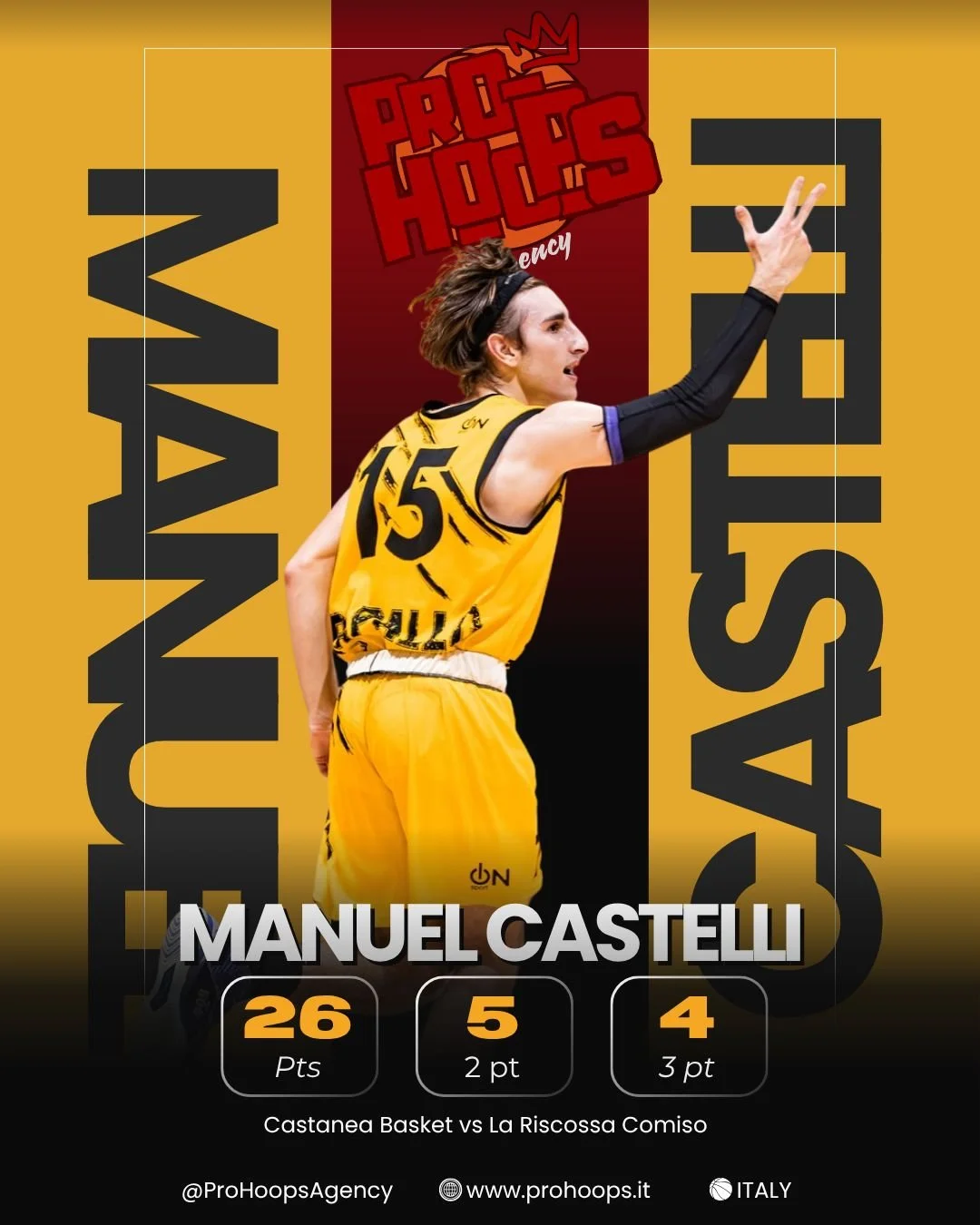 Manuel Castelli trascinatore e protagonista assoluto nel match @castaneabasket2010 vs @olympiacomiso 🏀🔥

Bravissimo Manu, continua cos&igrave;! 💪

 #ProHoopsAgency #ProHoops #Fip