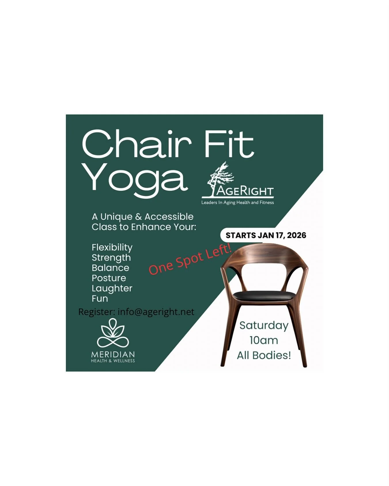 Just one space remaining in tomorrow&rsquo;s chair yoga class!
