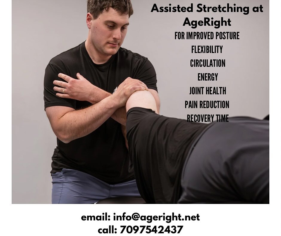 Starting a new exercise regimen?
Taking up a new sport?
Experiencing muscle or joint pain or restrictions?
Feeling stiff and hunched?
Recovering from an injury?
Does this sound like you? At AgeRight, we can help.

Assisted stretching (also known as f