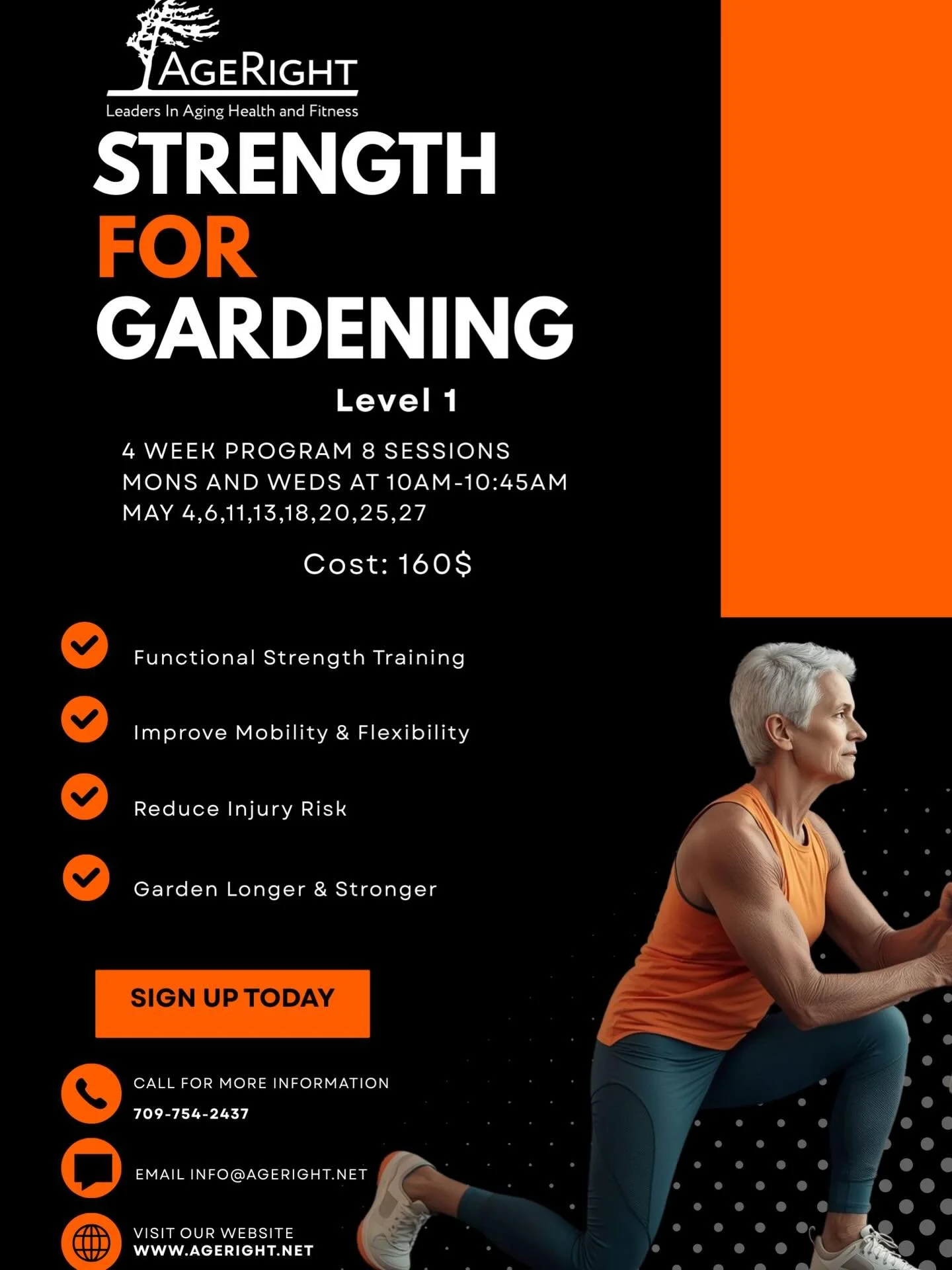 Move Better, Garden Longer.
This class is designed specifically for gardeners who want to stay strong, mobile, and pain-free all season long. We focus on building strength in key areas like the hips, back, and shoulders, while improving mobility and 