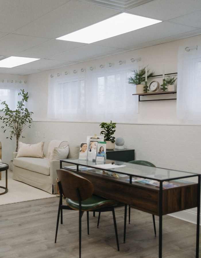 Waiting Area with Desk and Chairs