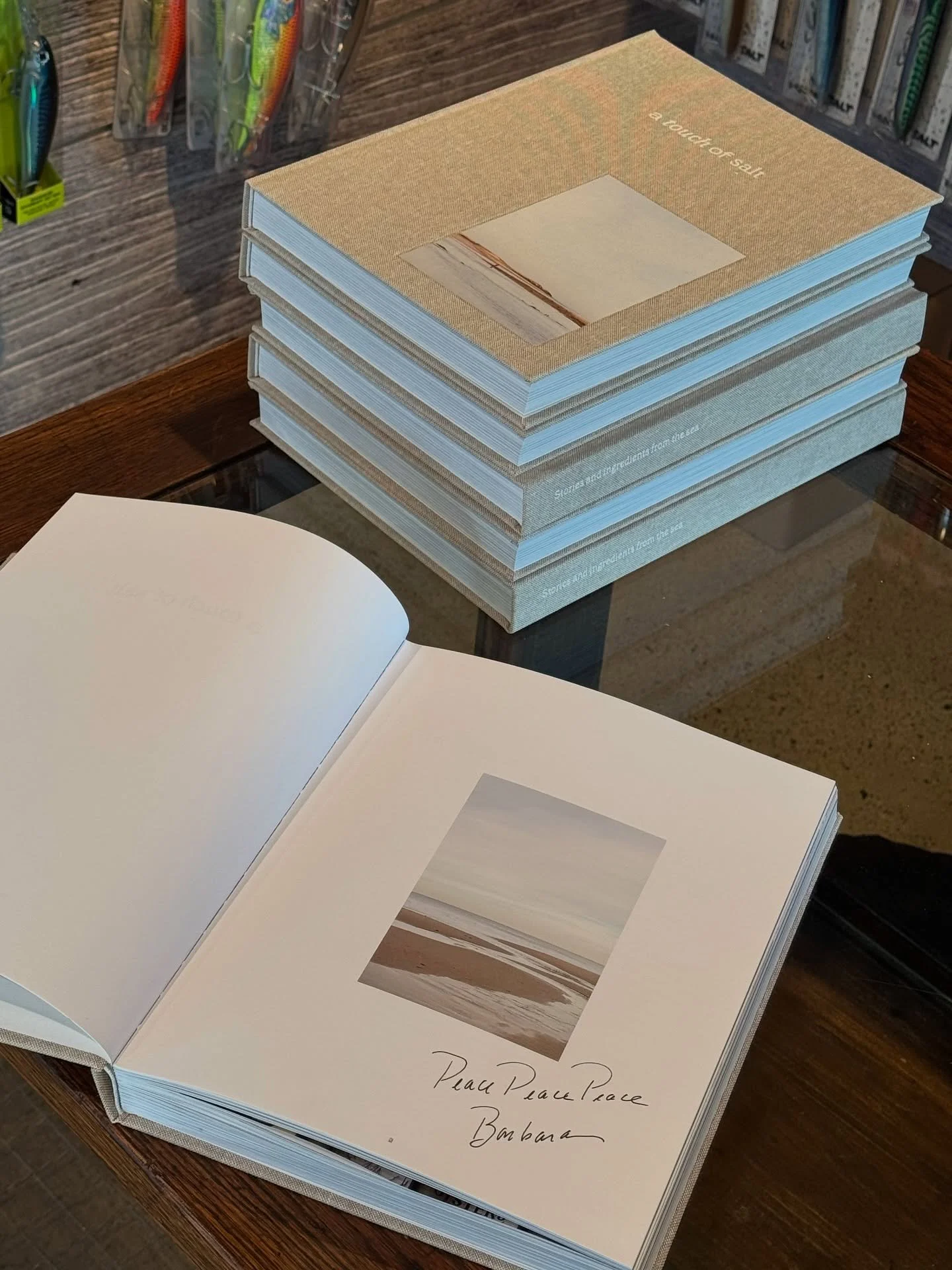 Forgot a gift? Same.
Signed copies of A Touch of Salt 
12&ndash;2 this Saturday at The Bait Shop
