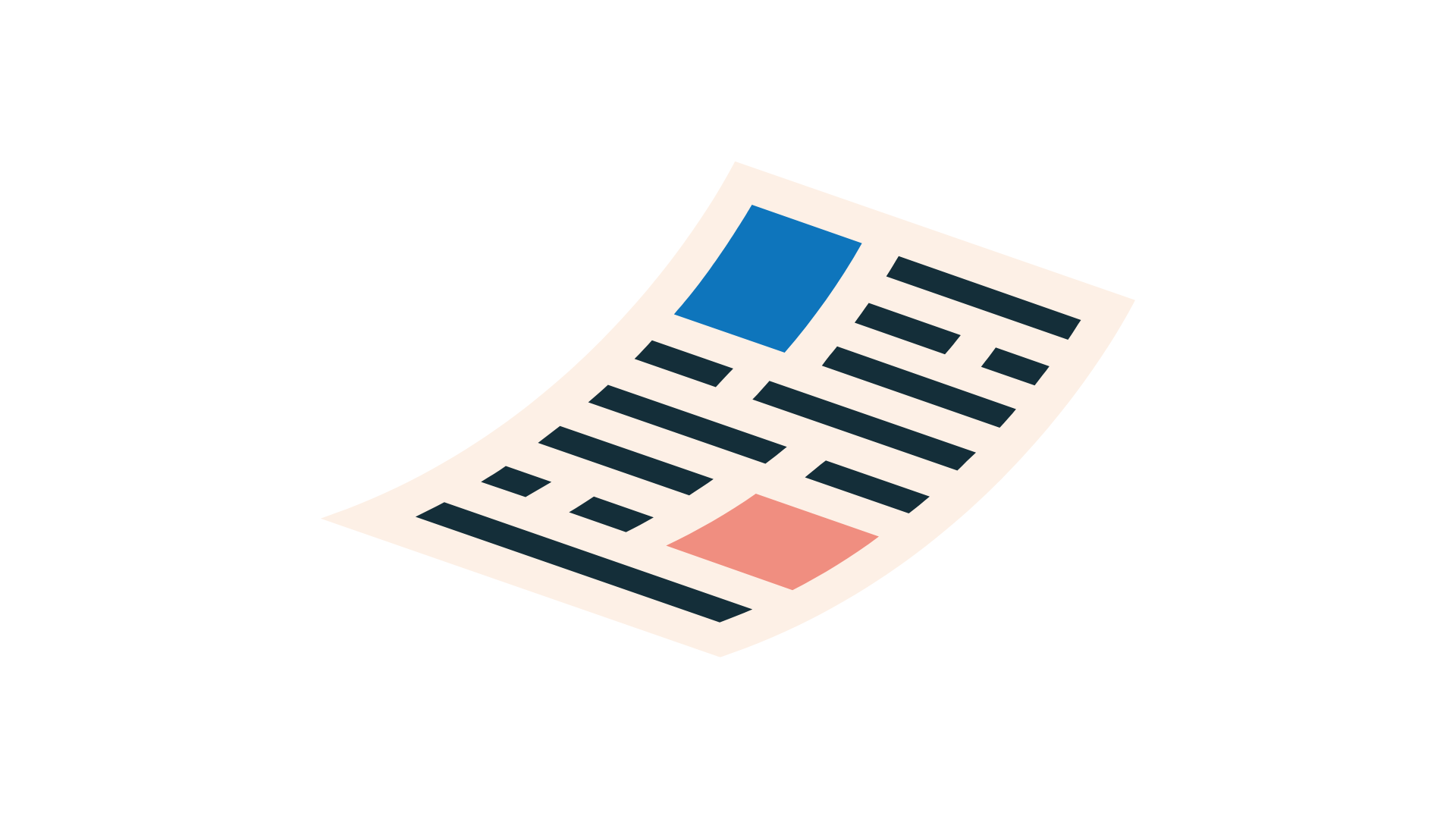 An illustration of a ballot paper with blue and pink sections, featuring black text lines.