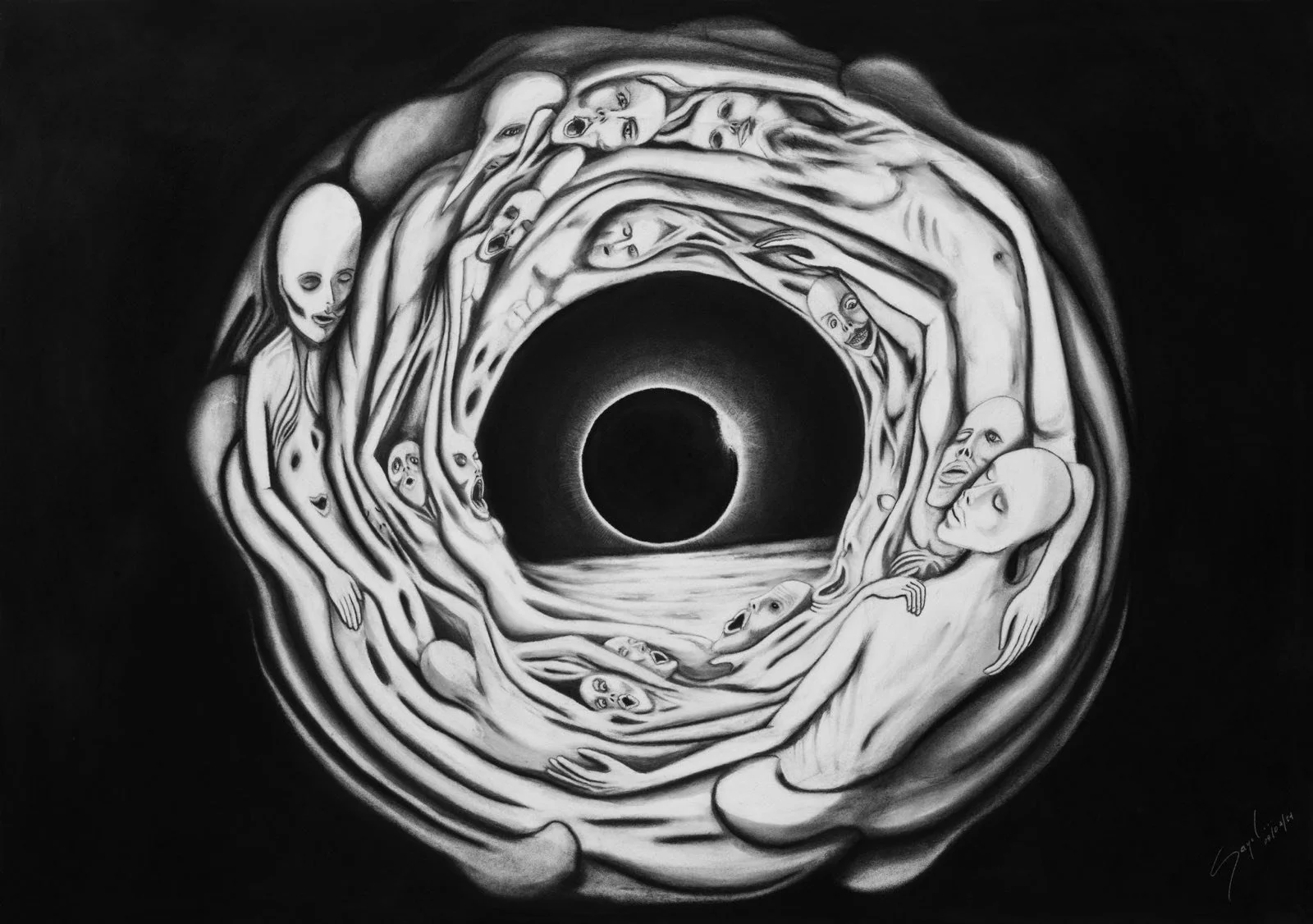 Total Eclipse: charcoal on paper