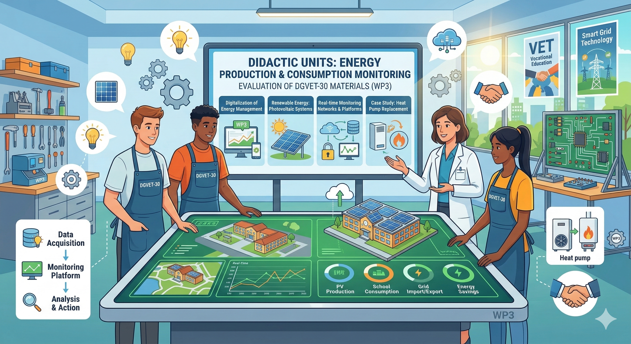 Didactic units for energy production and consumption monitoring