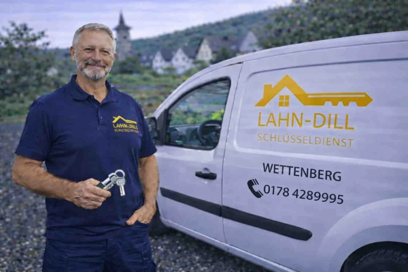 Schlüsselservice Wettenberg – Monteur mit Schlüsselbund vor Servicefahrzeug im Lahn-Dill-Kreis