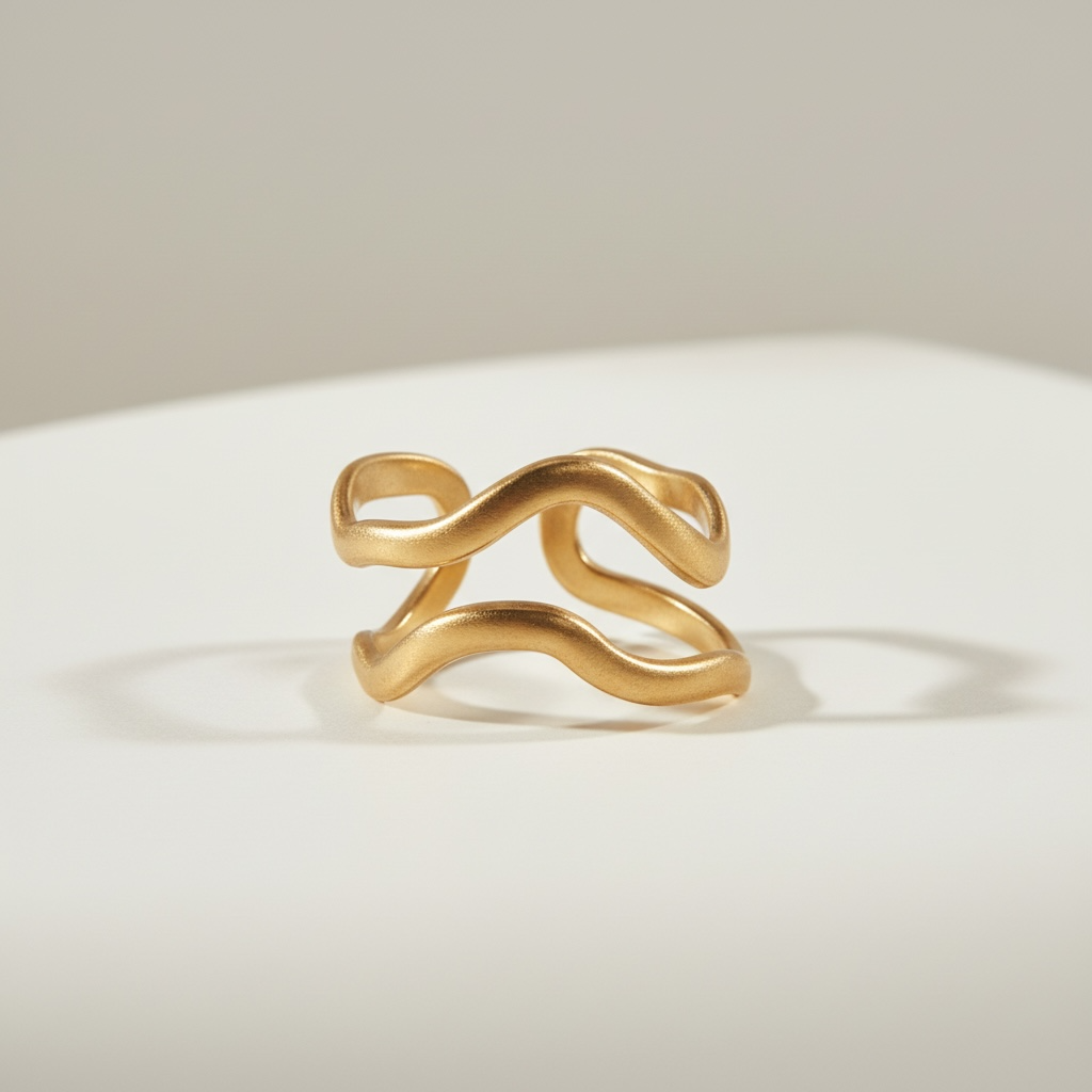 Gold Wave Midi Ring