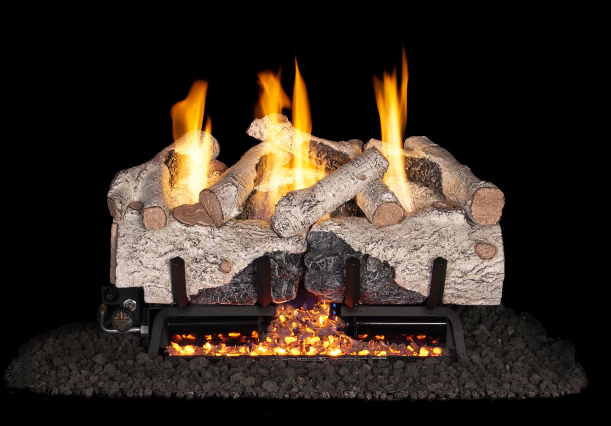 Real Fyre Charred Alpine Birch Gas Log Set – G10 Vent-Free Burner