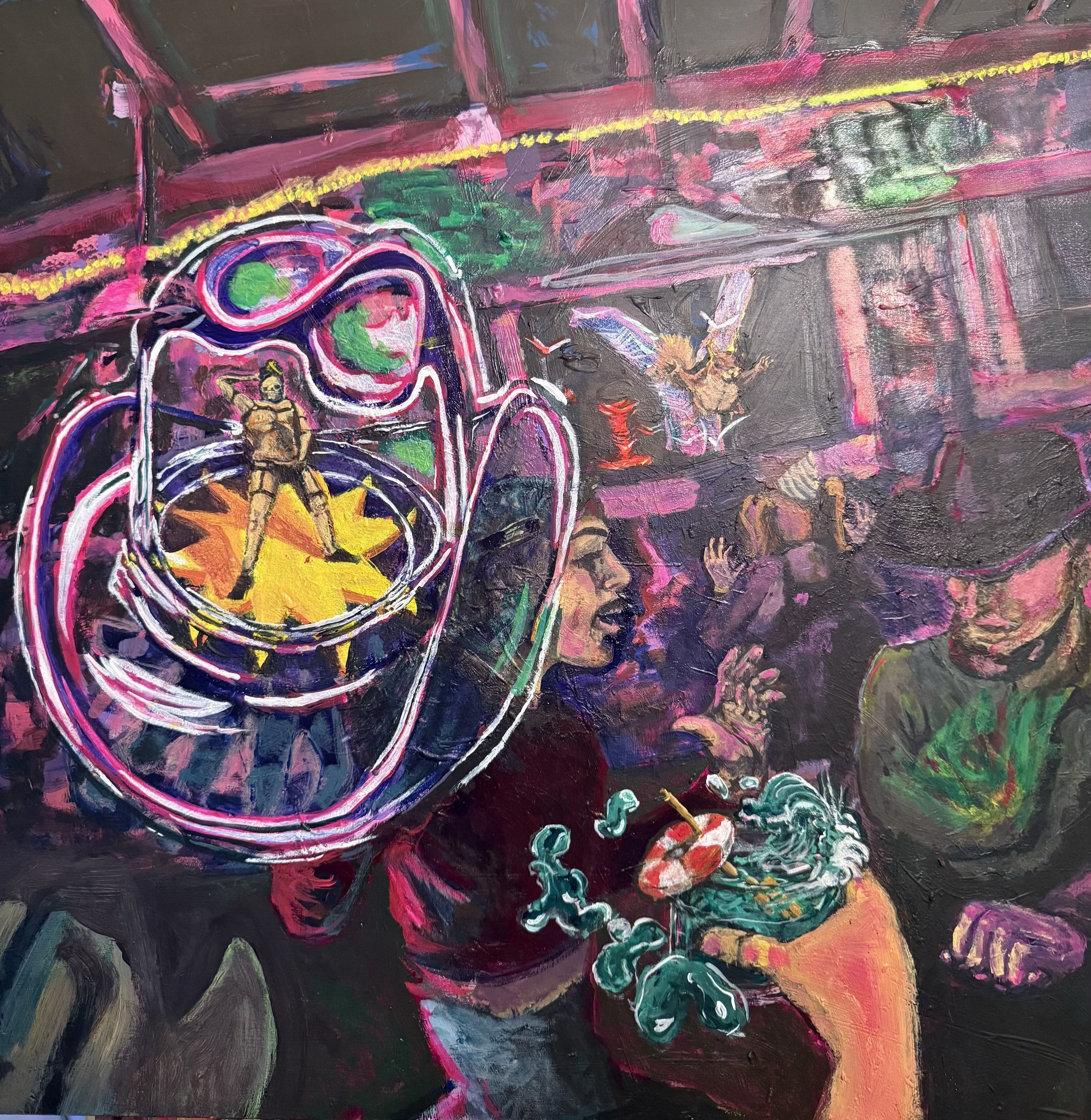 "Line Dancing off the Counter of a Neon Well"