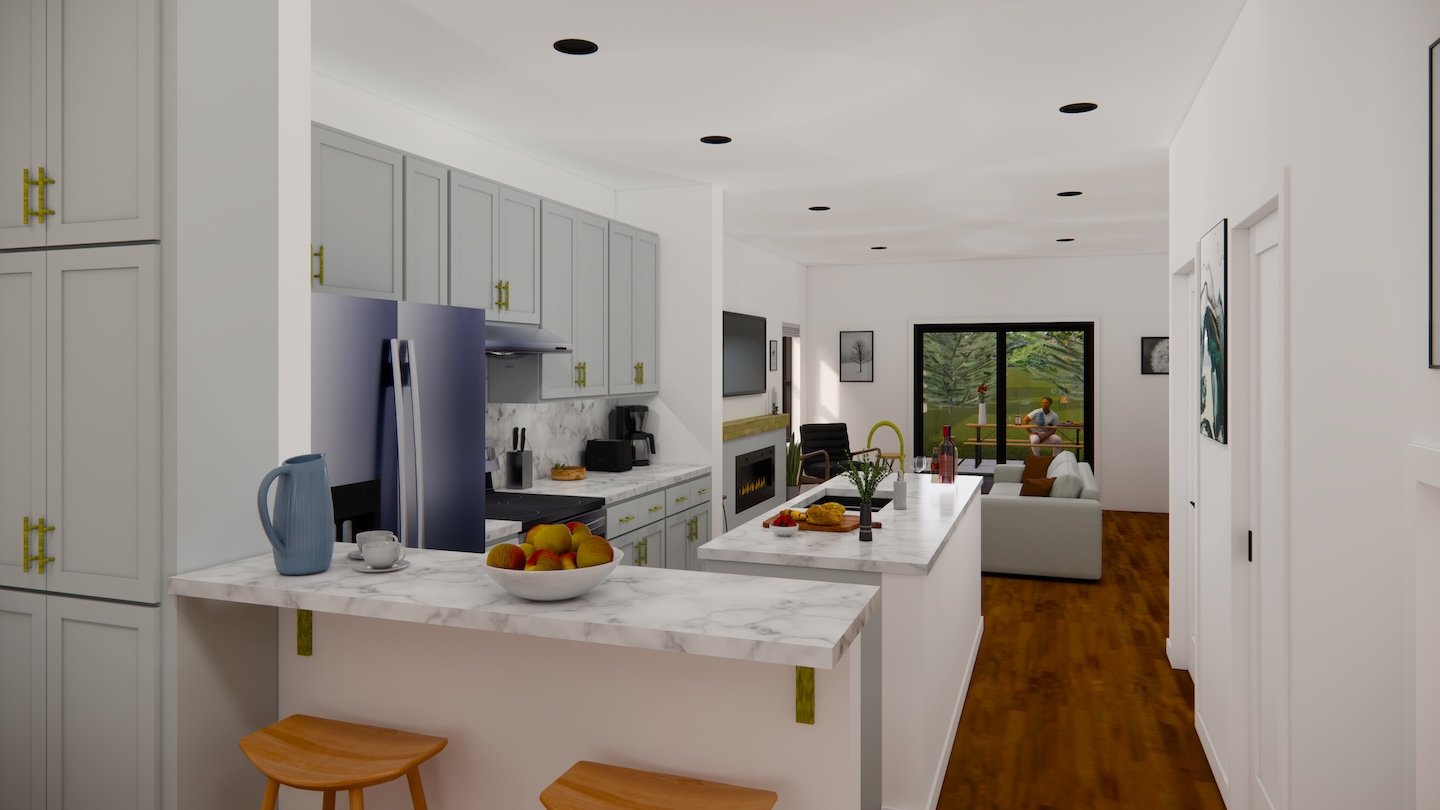 Twin Slides Victor Idaho Home Interior Kitchen Rendering - Telemark Model