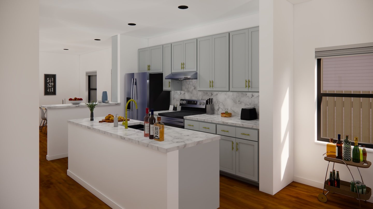 Twin Slides Victor Idaho Modular Home Interior Rendering Kitchen - Taylor Model