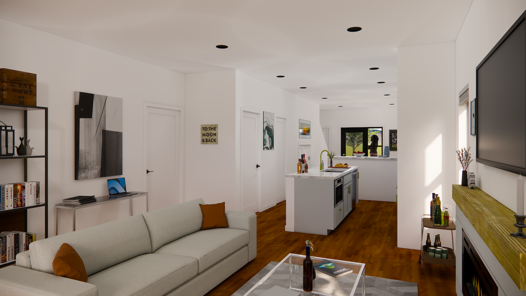 Twin Slides Victor Idaho Home Interior Living Room Rendering - TelemarkModel