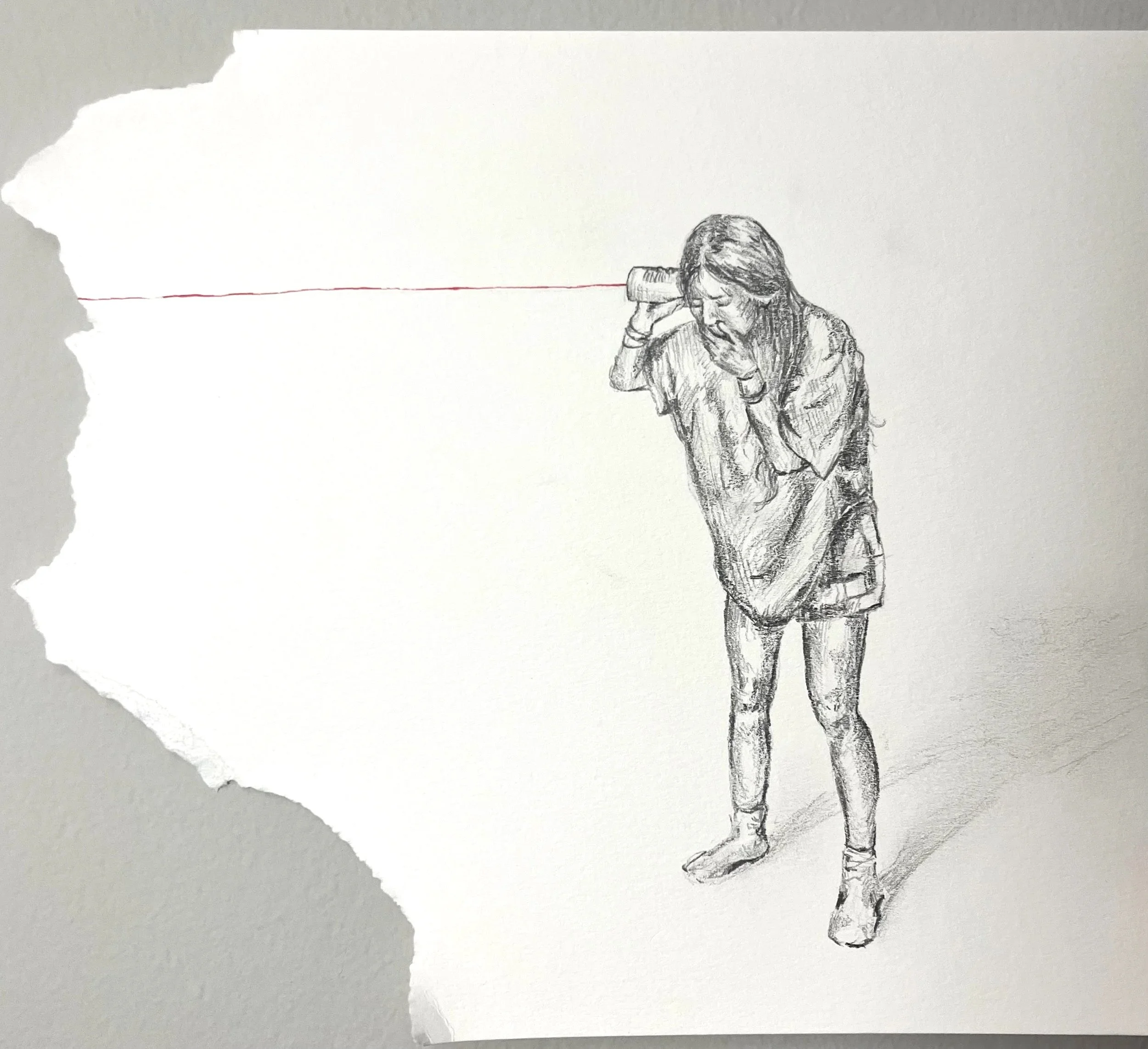 "still waiting," pencil and marker, age 20