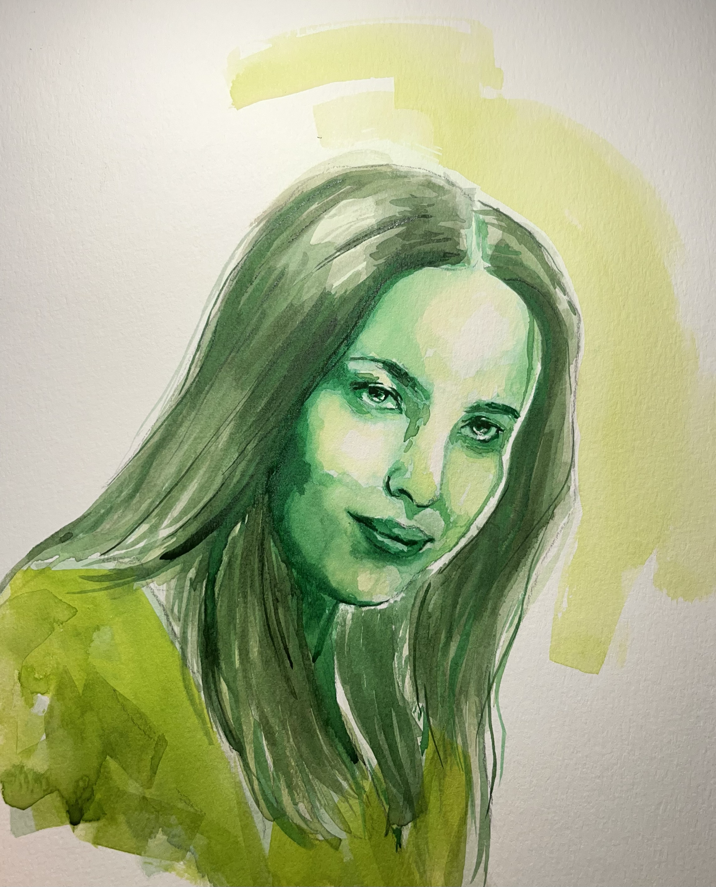 "green woman," watercolor, age 20