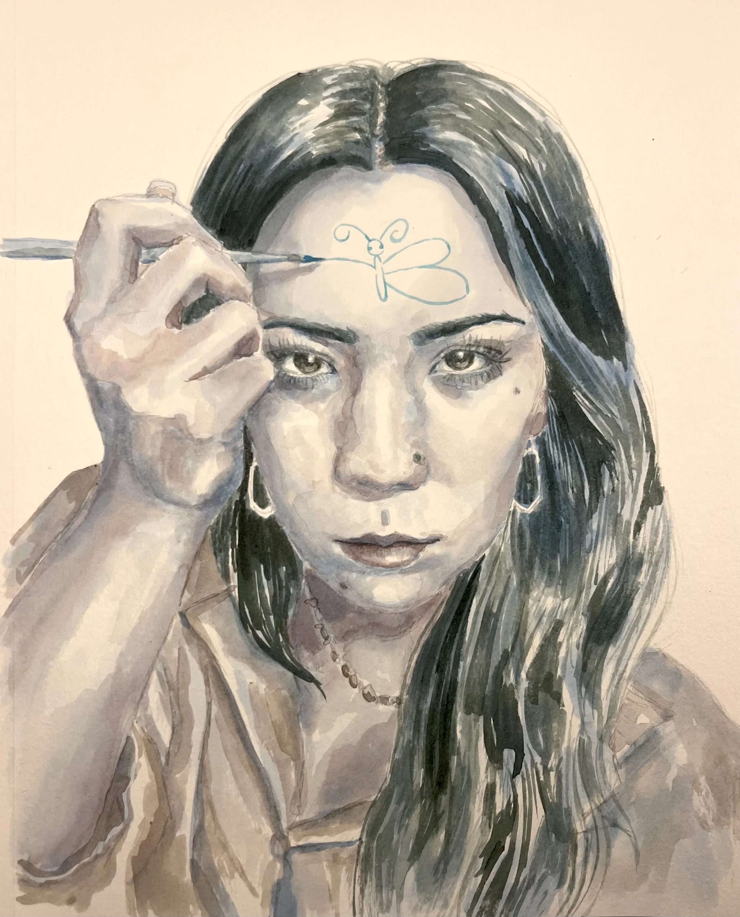 "you're in there, somewhere," 9x12 watercolor, age 20