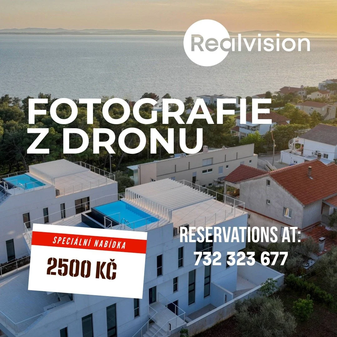 Speci&aacute;ln&iacute; nab&iacute;dka! Fotografov&aacute;n&iacute; z dronu za 2500 Kč. Cena zahrnuje &uacute;pravu fotografi&iacute; a grafick&eacute; označen&iacute; budov a hranic pozemků. Akce konč&iacute; v dubnu 2025. V př&iacute;padě z&aacute;