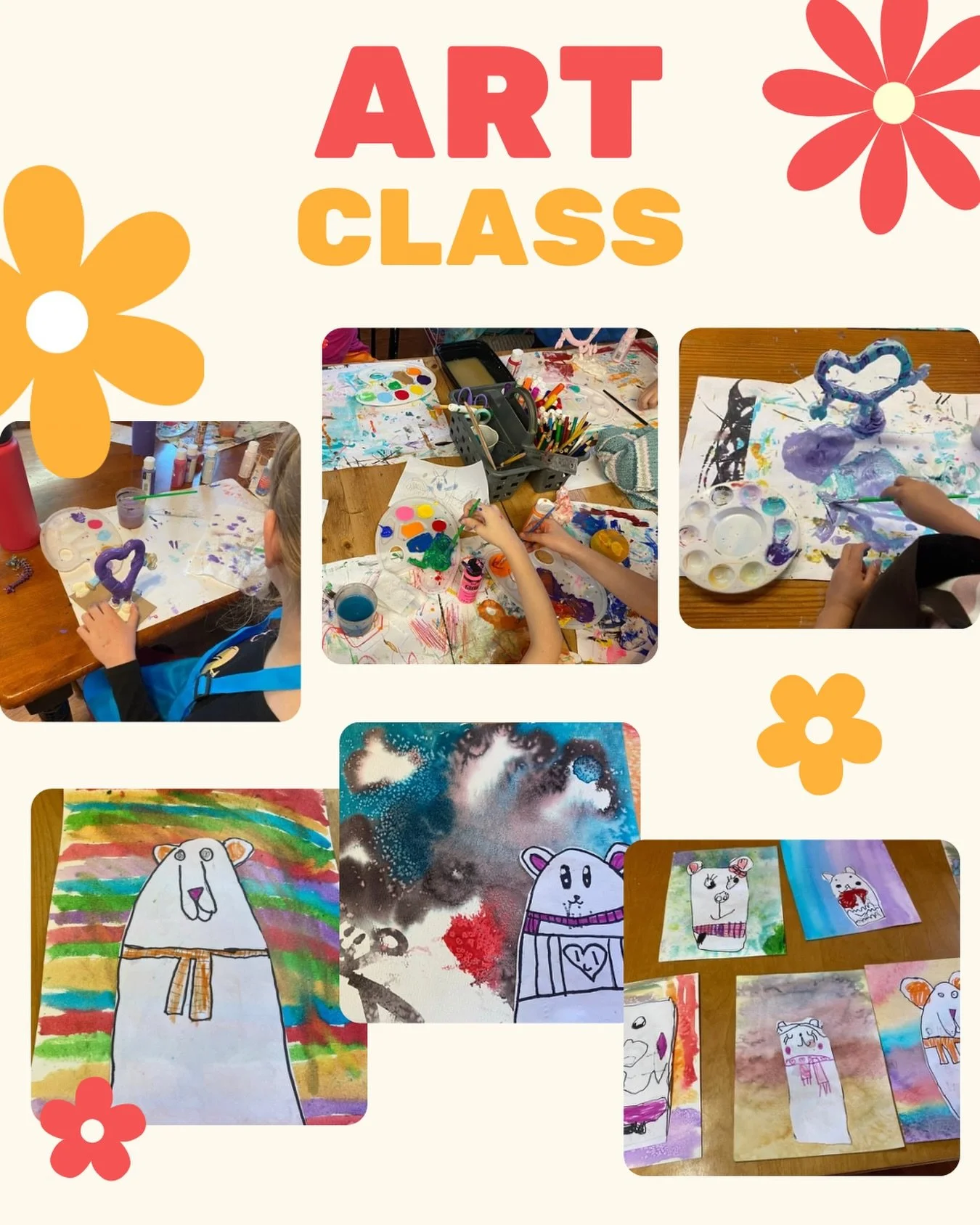 A few art projects from our spring semester at Hidden Hills Ranch 🌷🌈 

Abstract heart sculptures inspired by Jason Naylor for Valentine&rsquo;s Day and cozy bears painted on watercolor backdrops by our young artists.

Does your kid love art like th