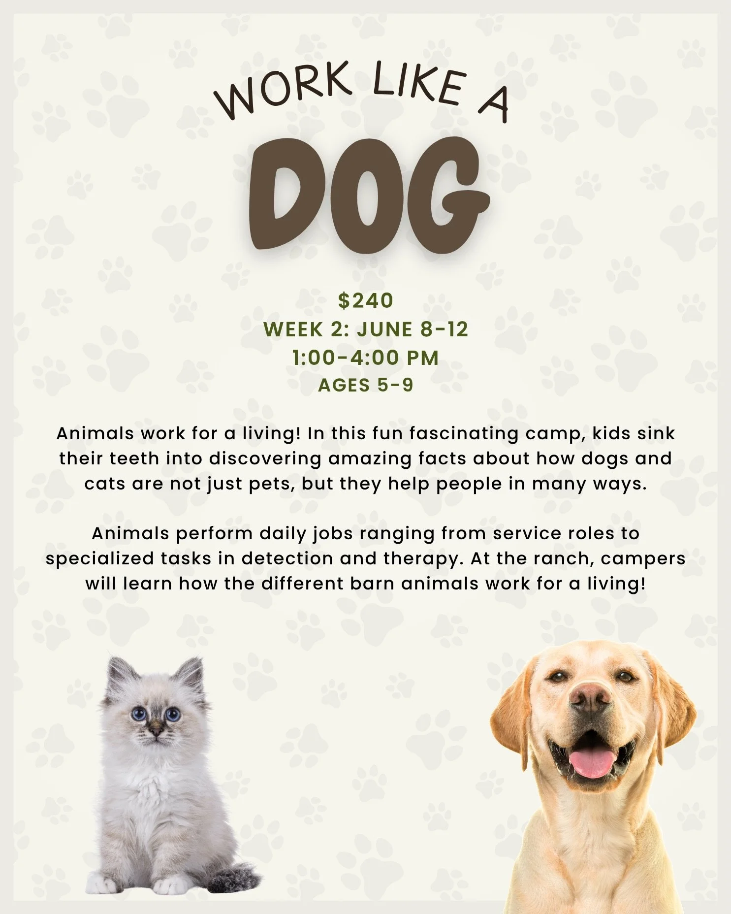 ⚡ Blue Light Special at  Hidden Hills Ranch ⚡

For a limited time, receive $30 OFF the following camps:
🐾 Work Like a Dog
🧵 Beginner Sewing (week 3 only)
🦊 Animal Kingdom Creation

Hands on fun, outdoor adventures, creativity, animals, and unforge
