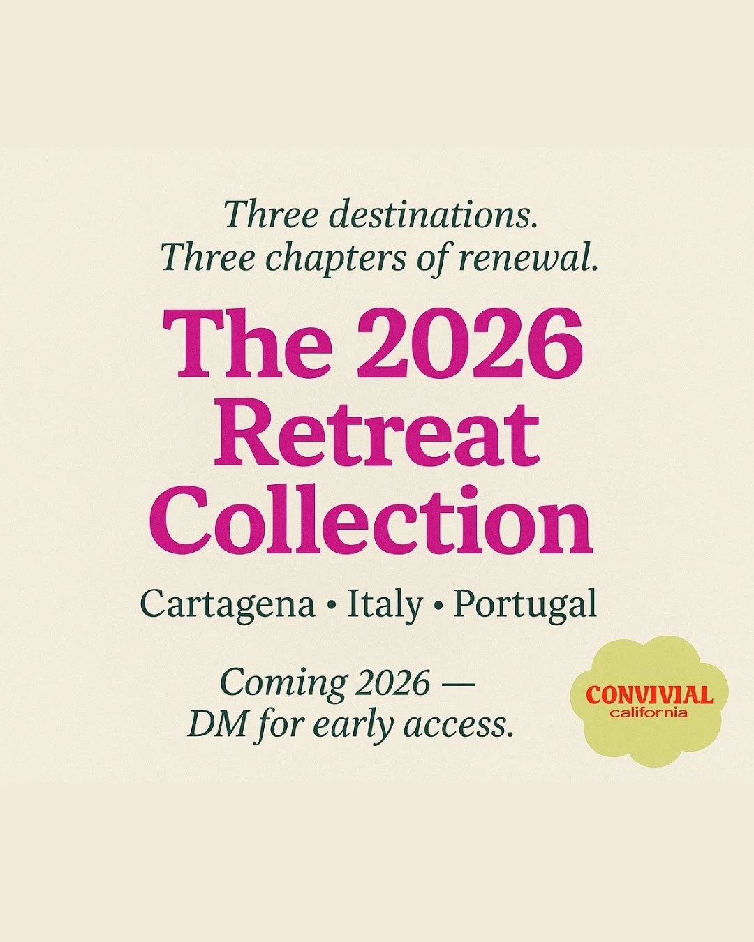 Join me in 2026 on one my fabulous, relaxing retreats! I am kicking off the first on in Cartagena, Colombia in March, followed by Italy in July and Portugal in October.  Please contact me for details and go to my website for info as well.  Can't wait
