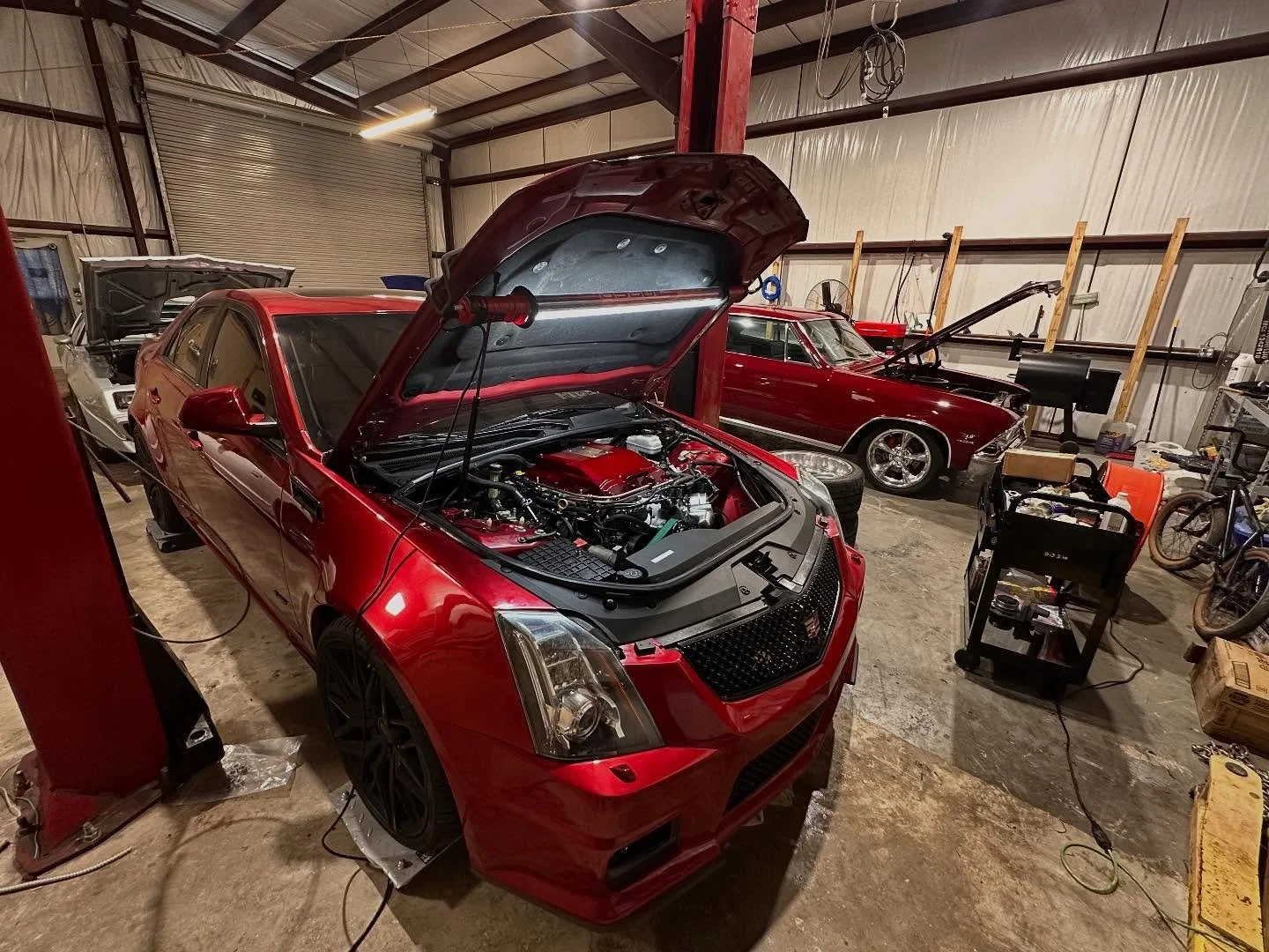 CTSV nearly complete. 
ZL1 snout ported by yours truly. 
Nick Williams 102mm throttle body 
2.45&rdquo; upper, reinforced brick 
4.5&rdquo; intake about to be built by me. 
DSX flex sensor. 

Round 2 mods: bigger lower, DSX fuel system. 

@dsxtuning 