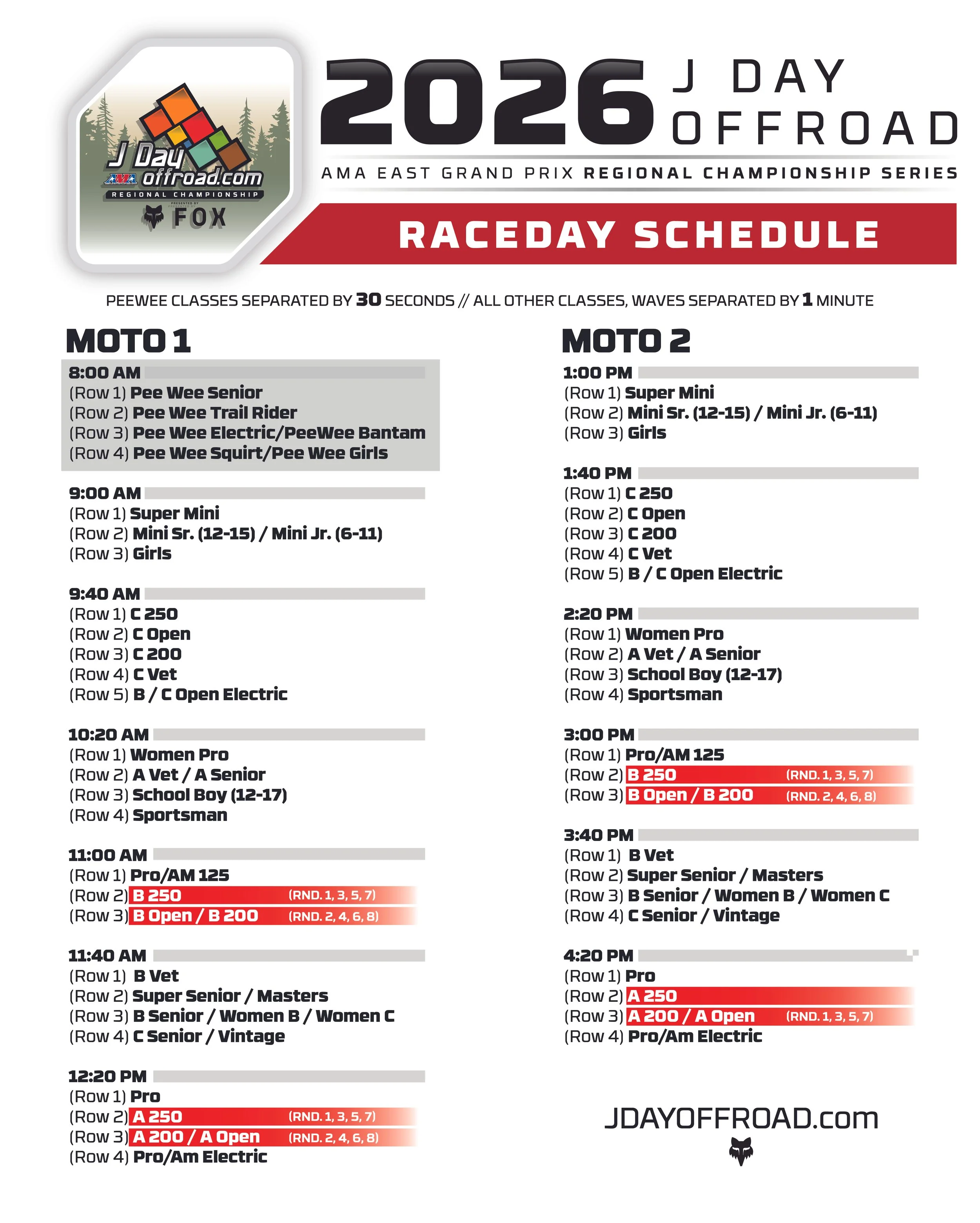 2026 J DAY OFF ROAD | RACE DAY SCHEDULE! 