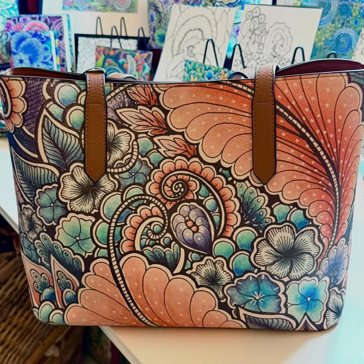 This is the bag that got everyone excited at this weekend&rsquo;s @wholly_handmade. It&rsquo;s personal to me, as I drew the design last year at @nightofartists Art Walk, and it&rsquo;s the colours of my beloved childhood bedroom. Oh the nostalgia! I