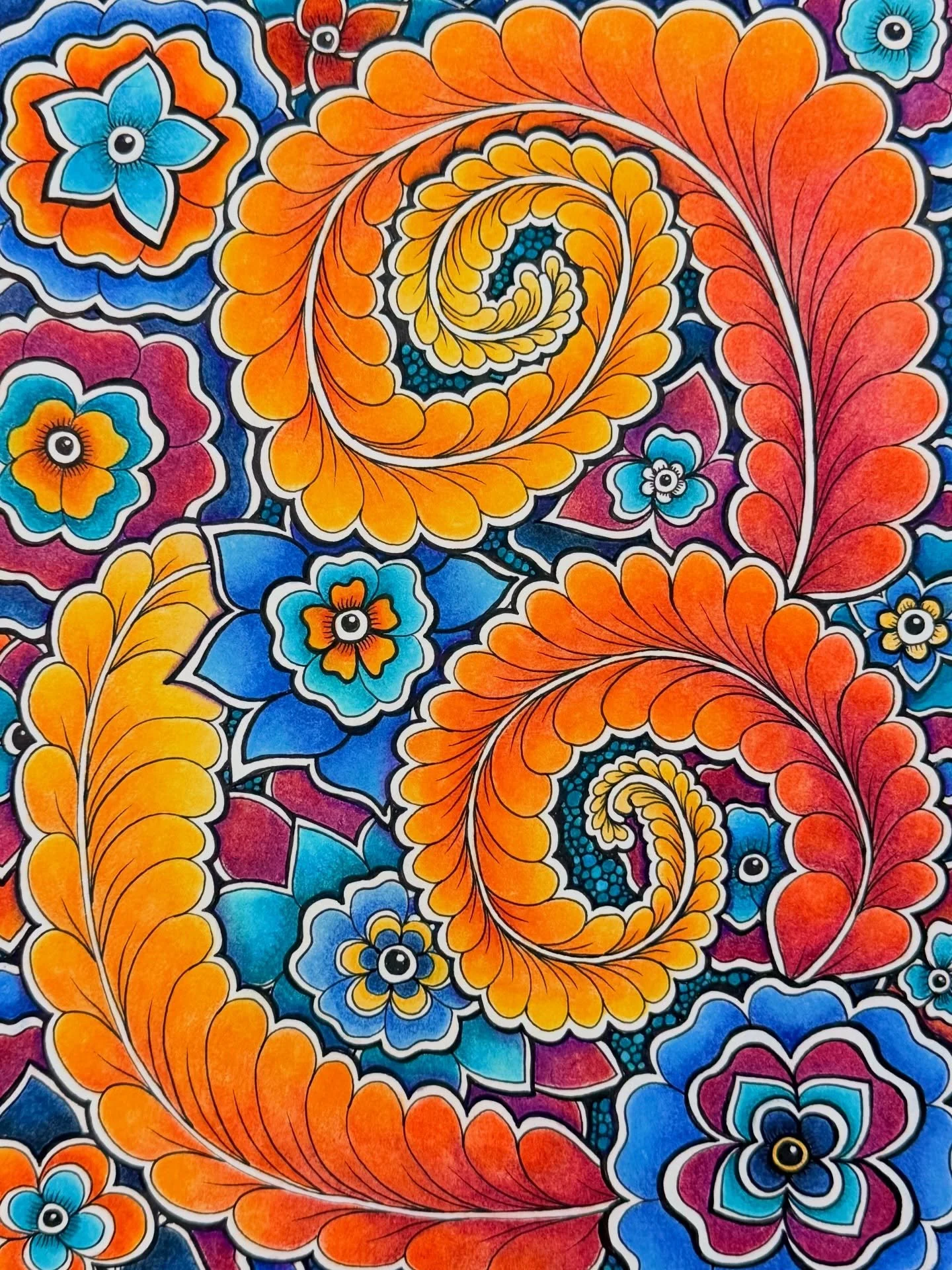 Another sample piece I drew last summer to demonstrate my colouring technique at @yegartwalk. It&rsquo;s sat, with the odd turquoise petal, on my &lsquo;to be coloured&rsquo; pile since then. I was worried about finding the same turquoise colour comb