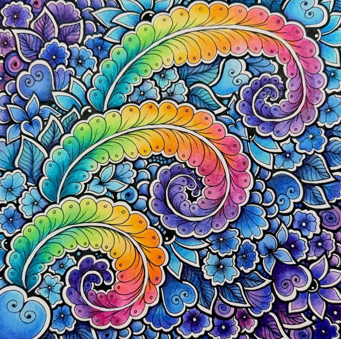 After my last challenging piece, this was a breath of spring! My favourite colours, tried and true combinations, and a concept that made it easy to visualize &mdash; this was pure joy from beginning to end! Interestingly, it was one of my least favou