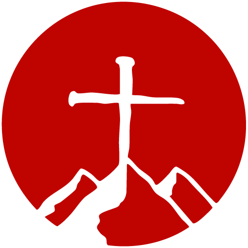 Arana Construction logo: a silhouette of a white cross atop mountains in a red circle.
