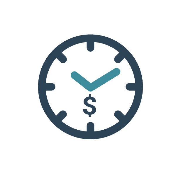 Icon of a clock with dollar sign in the center