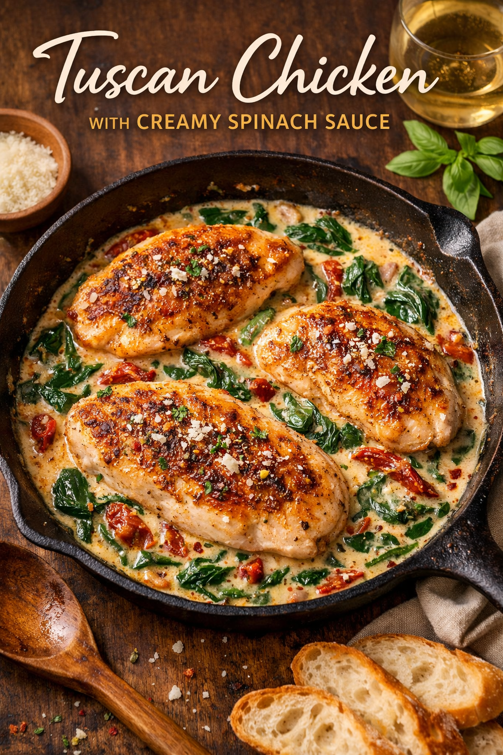 Tuscan Chicken with Creamy Spinach Sauce