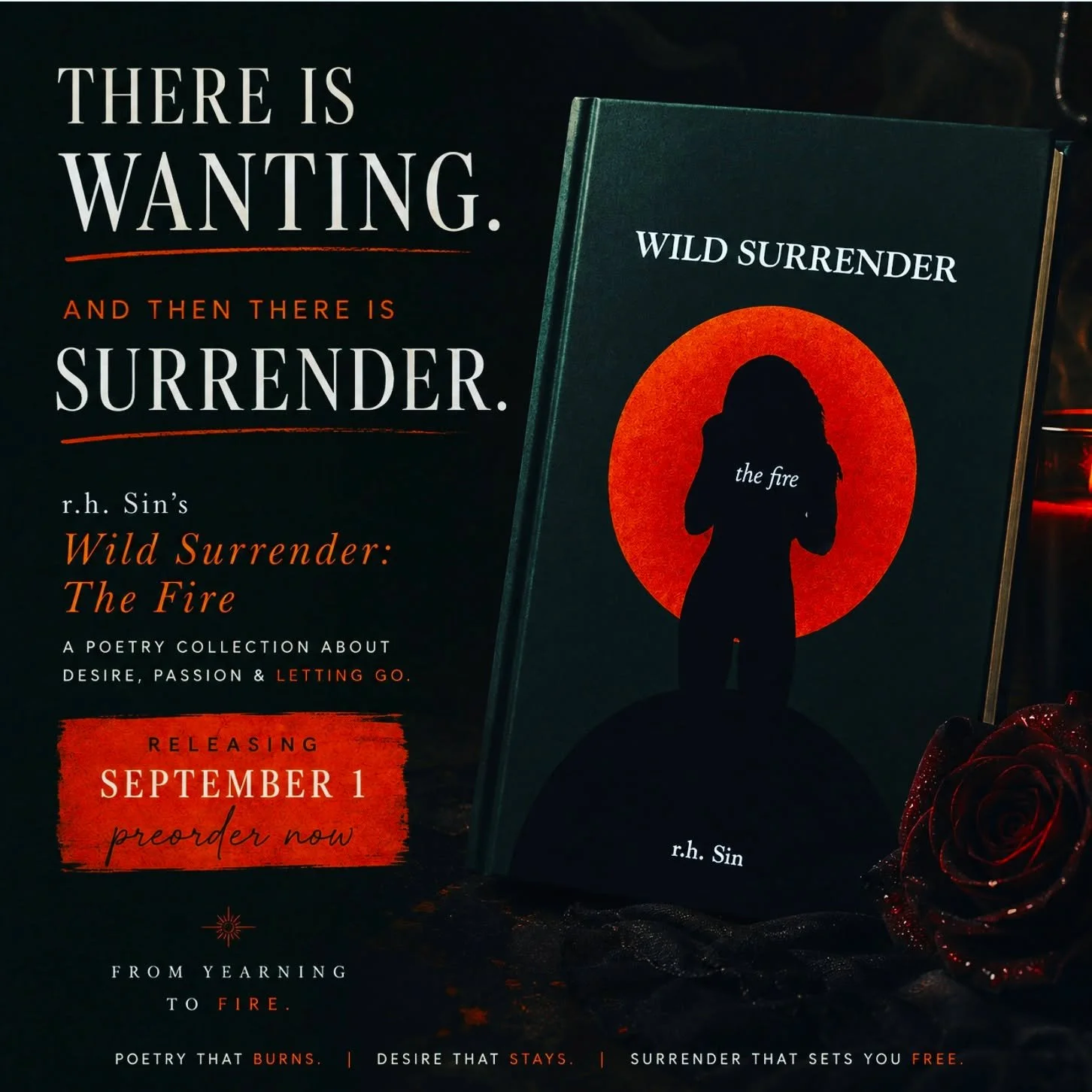 There is wanting.
And then there is the moment you finally stop pretending you don&rsquo;t.
🔥 This is the fire.
On September 1, @r.h.sin releases Wild Surrender: The Fire, the fiery counterpart to Soft Hunger: The Yearning, and the premise alone fee